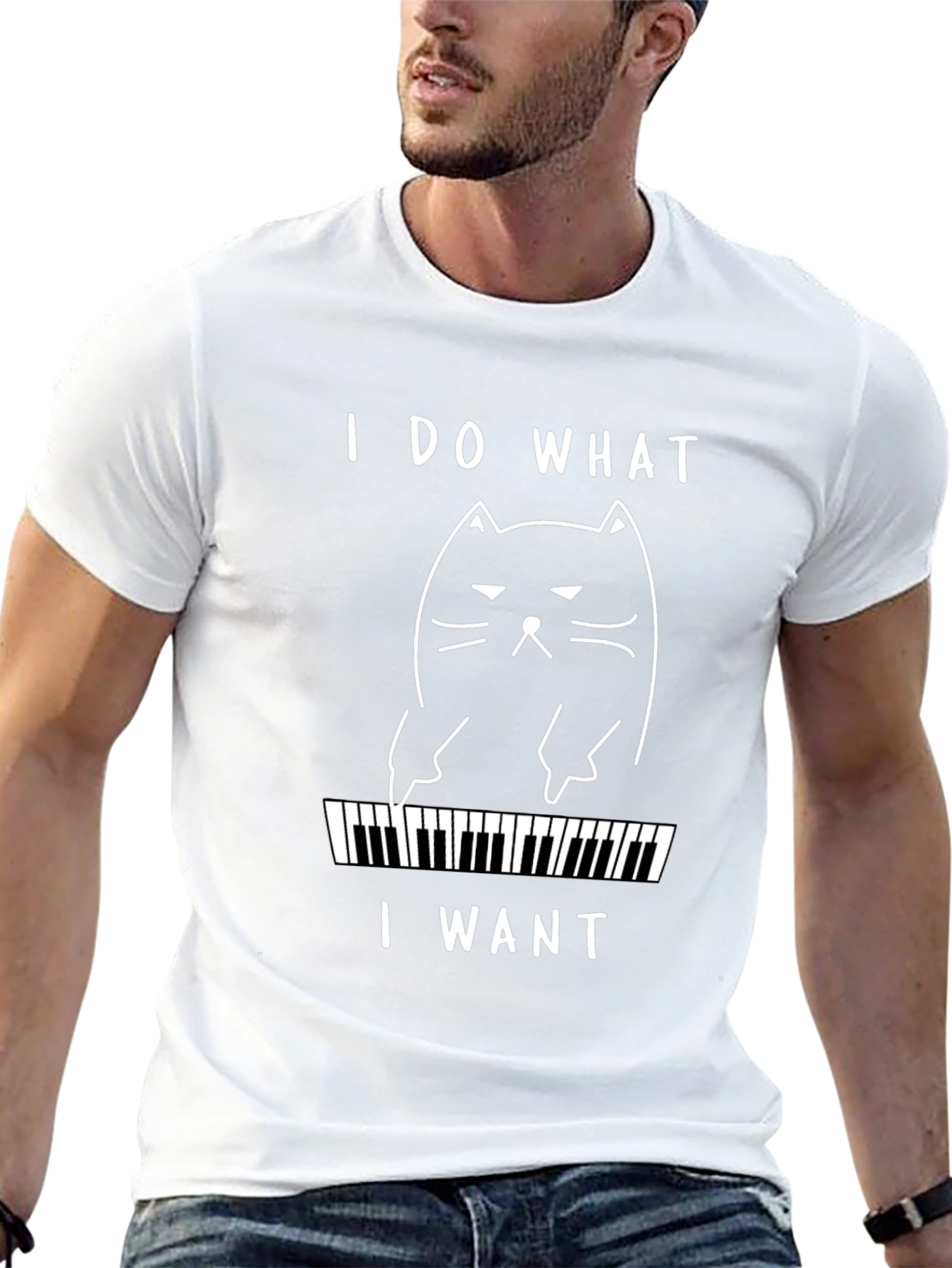 Funny Cat Playing Piano T-Shirt