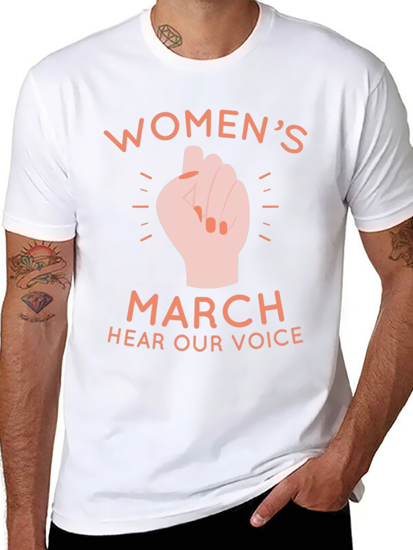 Womens March Fist Graphic T-Shirt