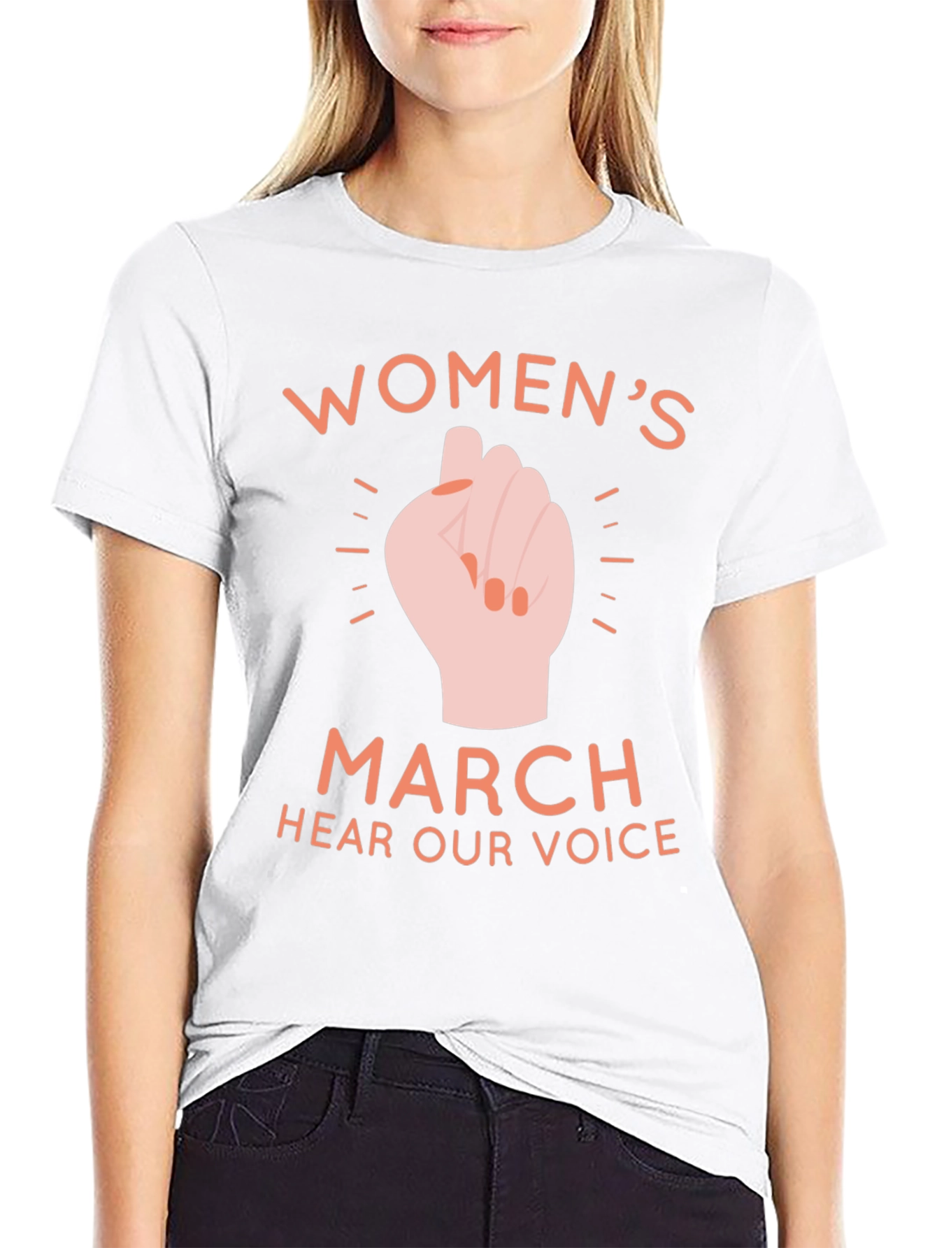 Womens March Fist Graphic T-Shirt
