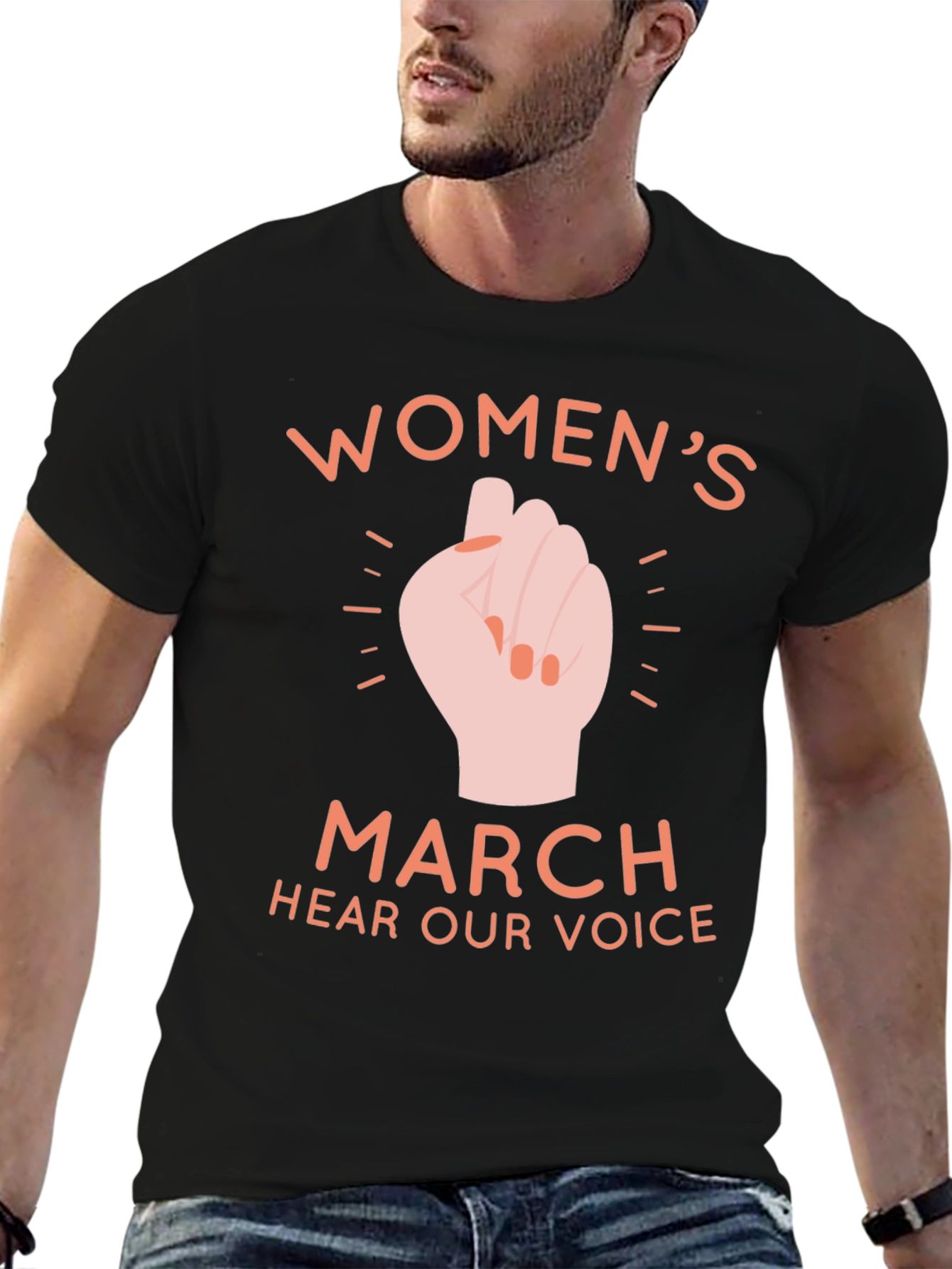 Womens March Fist Graphic T-Shirt
