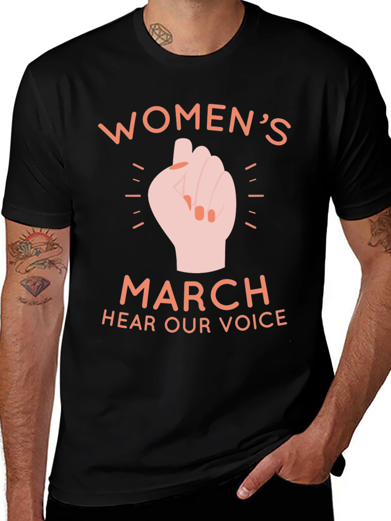 Womens March Fist Graphic T-Shirt