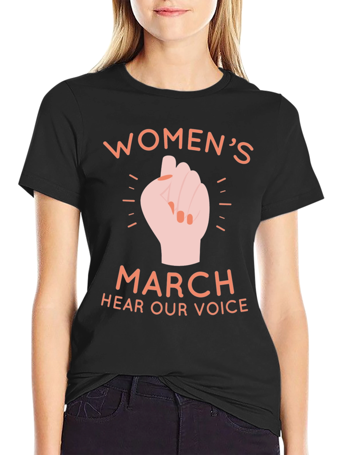 Womens March Fist Graphic T-Shirt