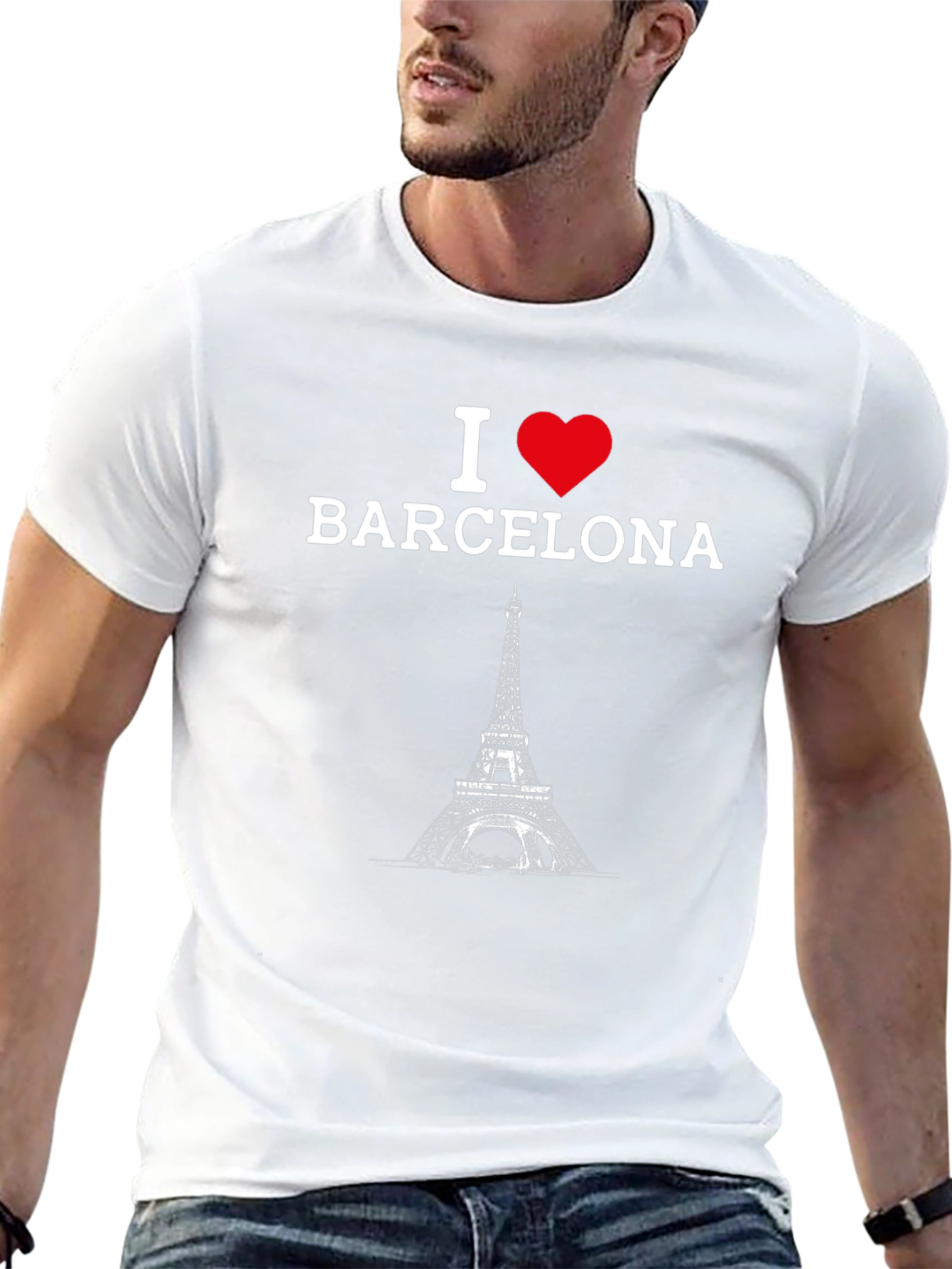 I Love Barcelona T-Shirt Eiffel Tower Design