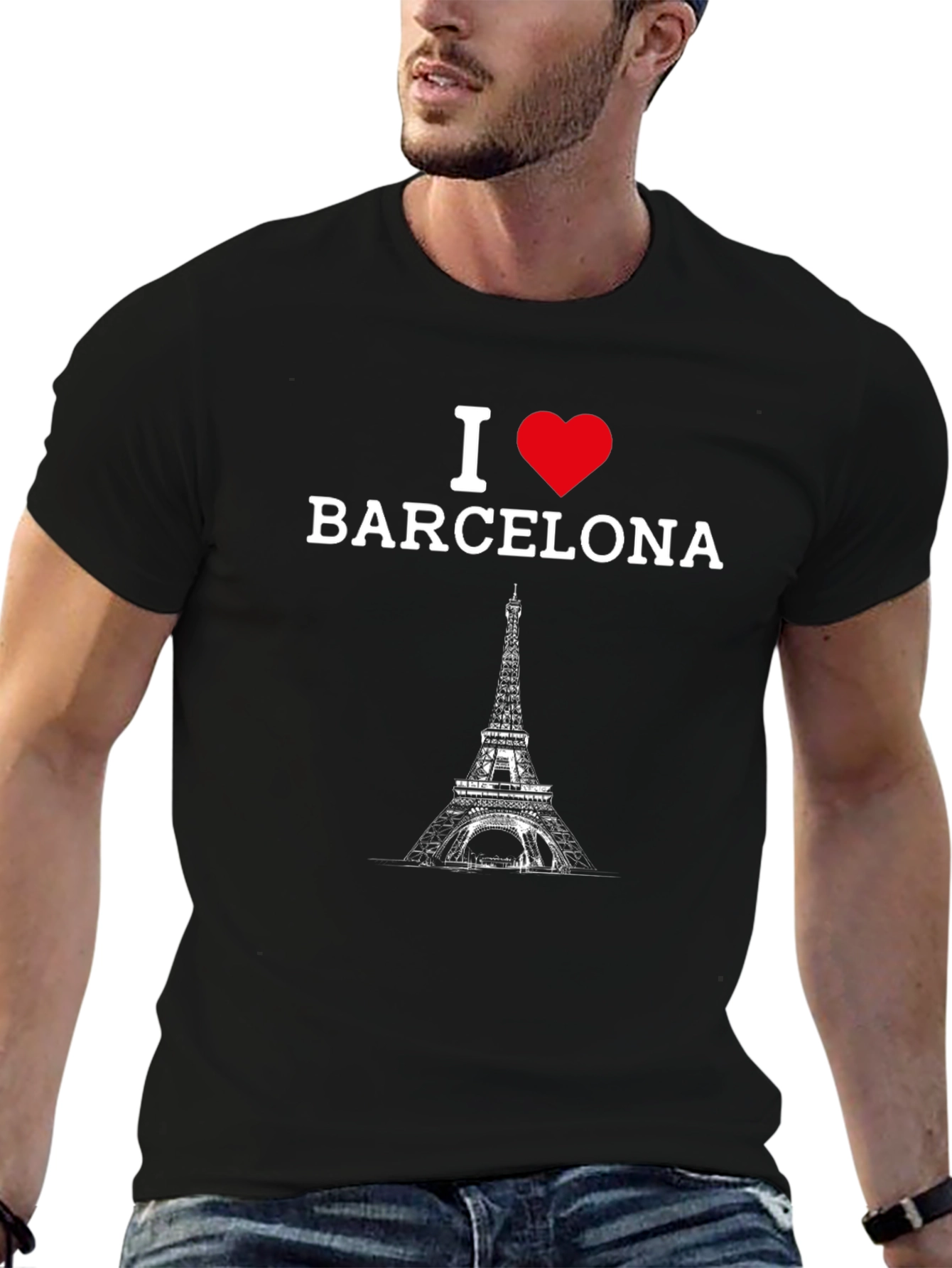 I Love Barcelona T-Shirt Eiffel Tower Design