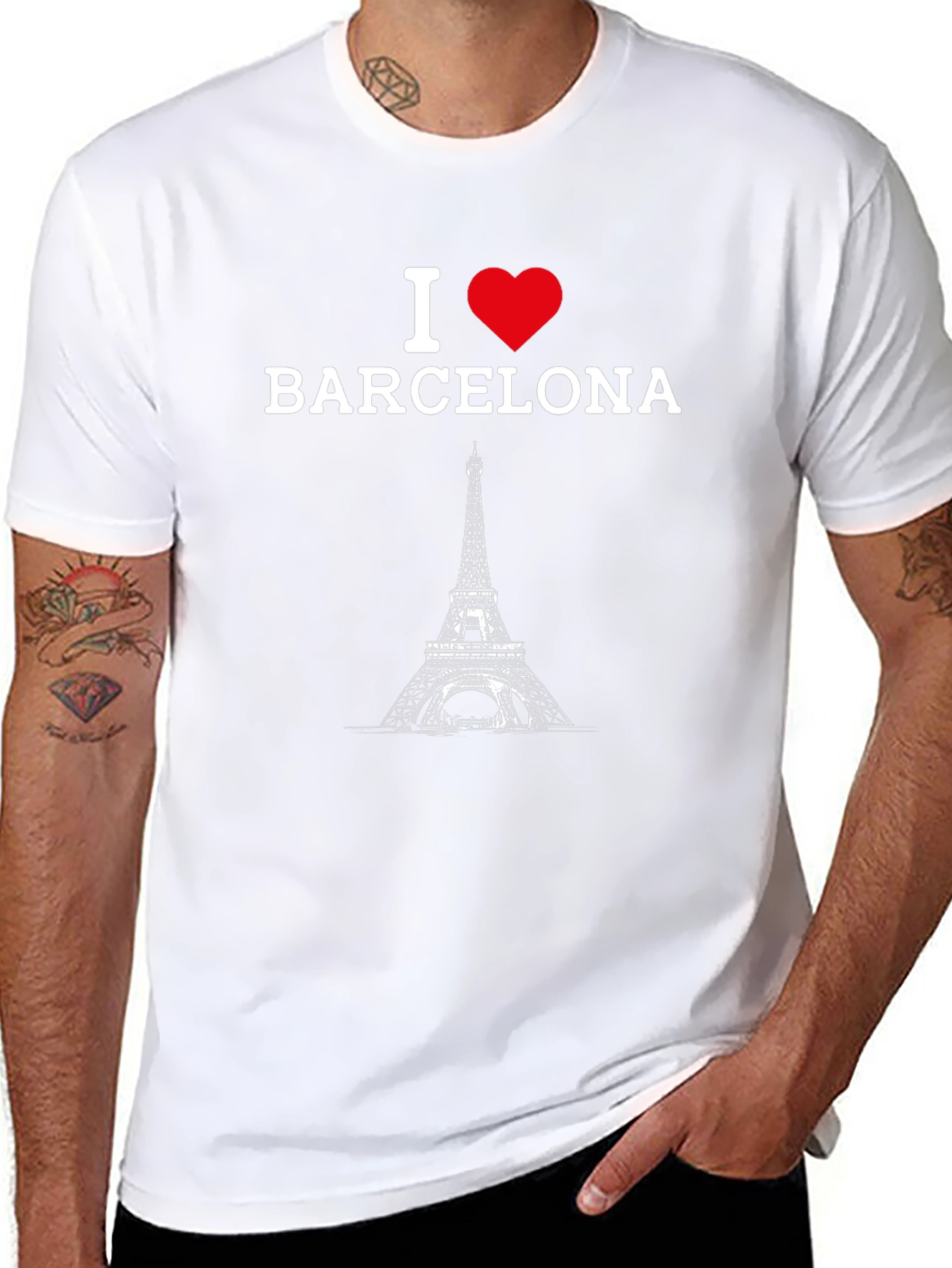 I Love Barcelona T-Shirt Eiffel Tower Design