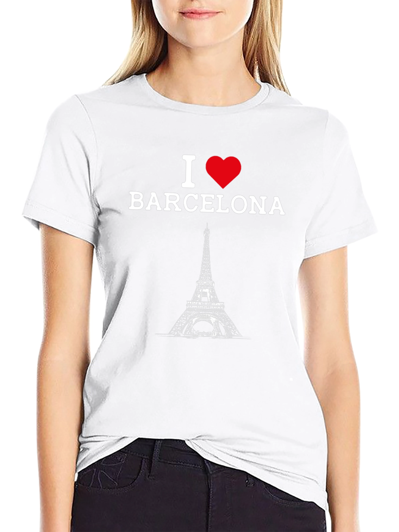 I Love Barcelona T-Shirt Eiffel Tower Design