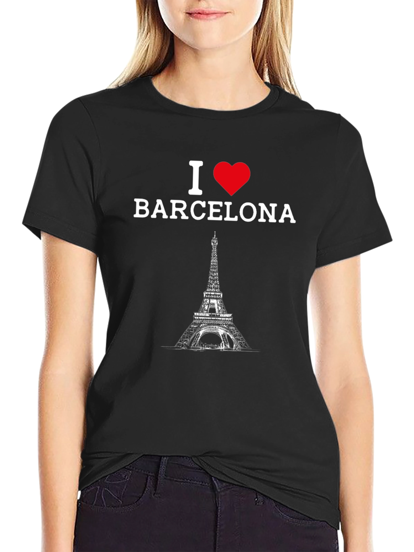 I Love Barcelona T-Shirt Eiffel Tower Design