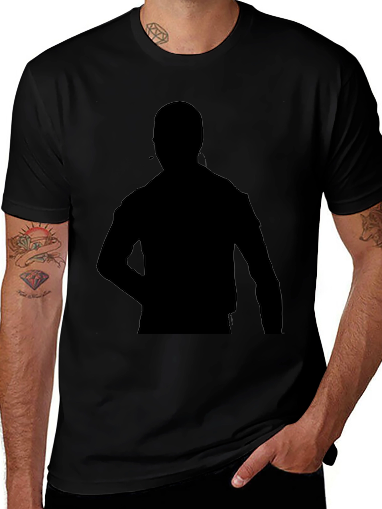 Black Silhouette Graphic T-Shirt - Casual Style