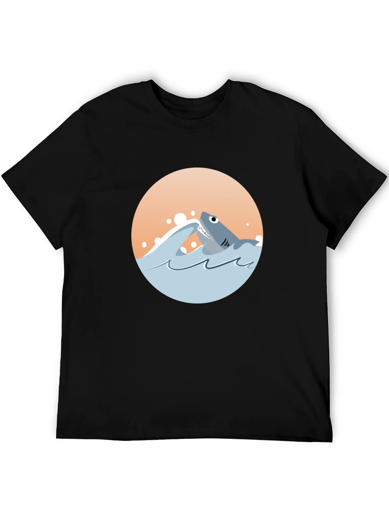 Shark Graphic Tee - Black Cotton Crewneck T-Shirt