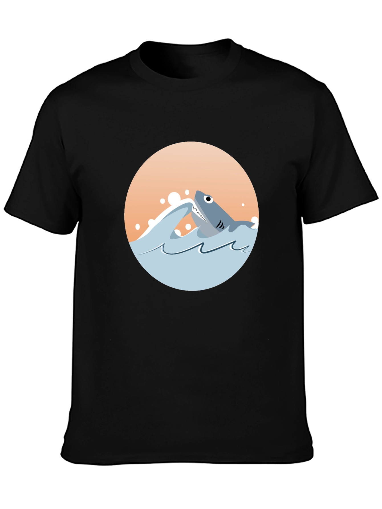 Shark Graphic Tee - Black Cotton Crewneck T-Shirt