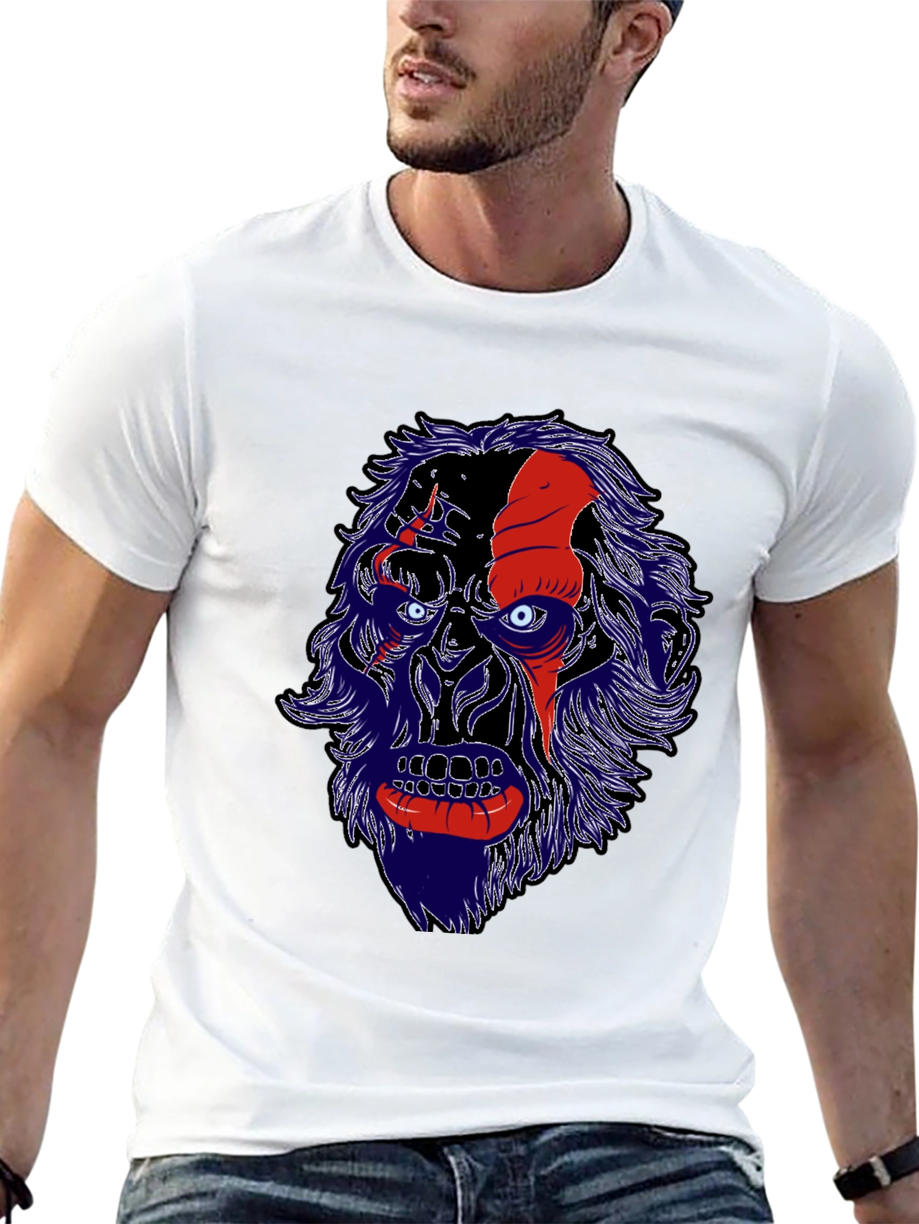 Unique Graphic Tee - Gorilla Face Design
