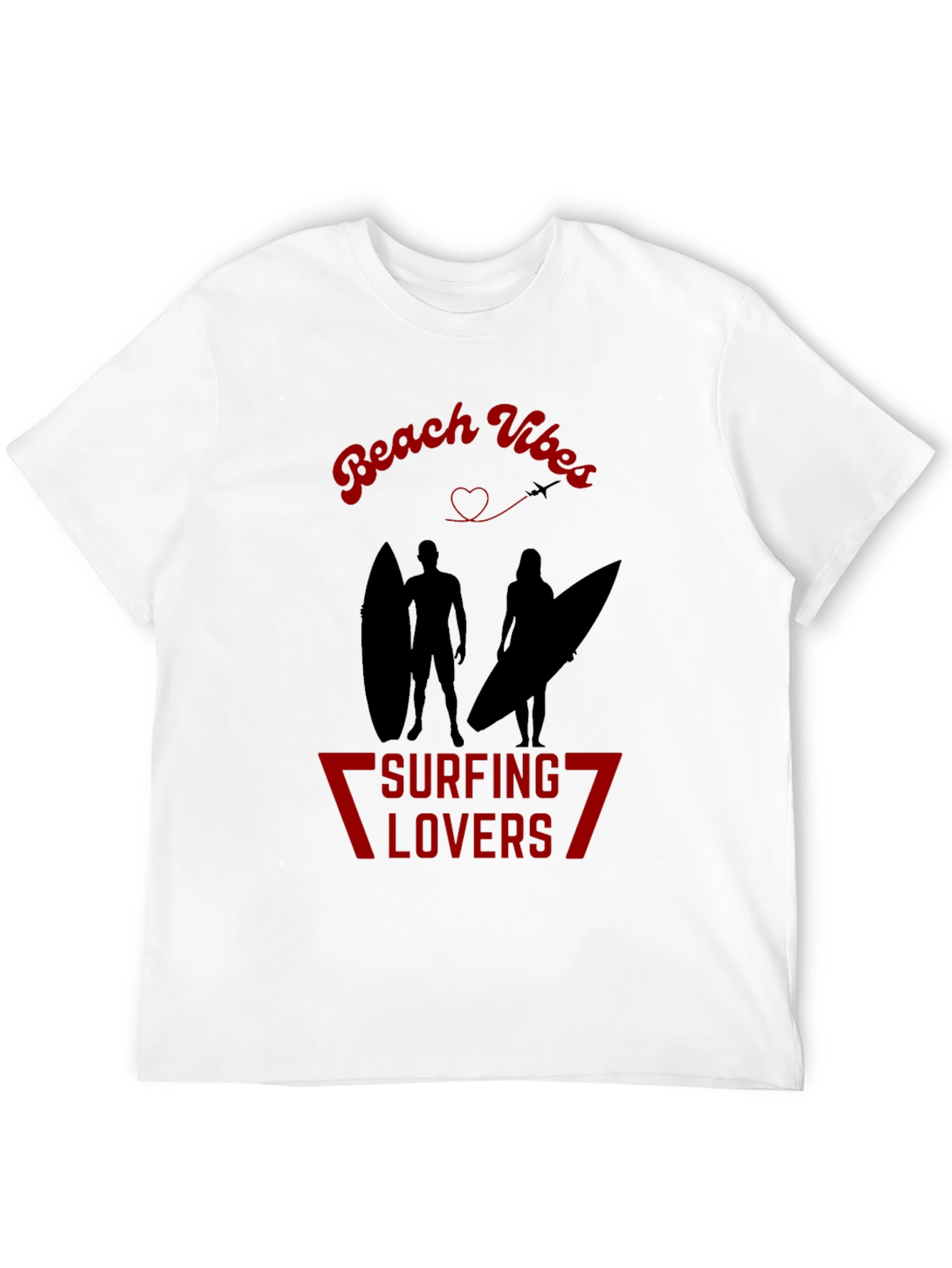 Beach Vibes Surfing Lovers Black T-Shirt