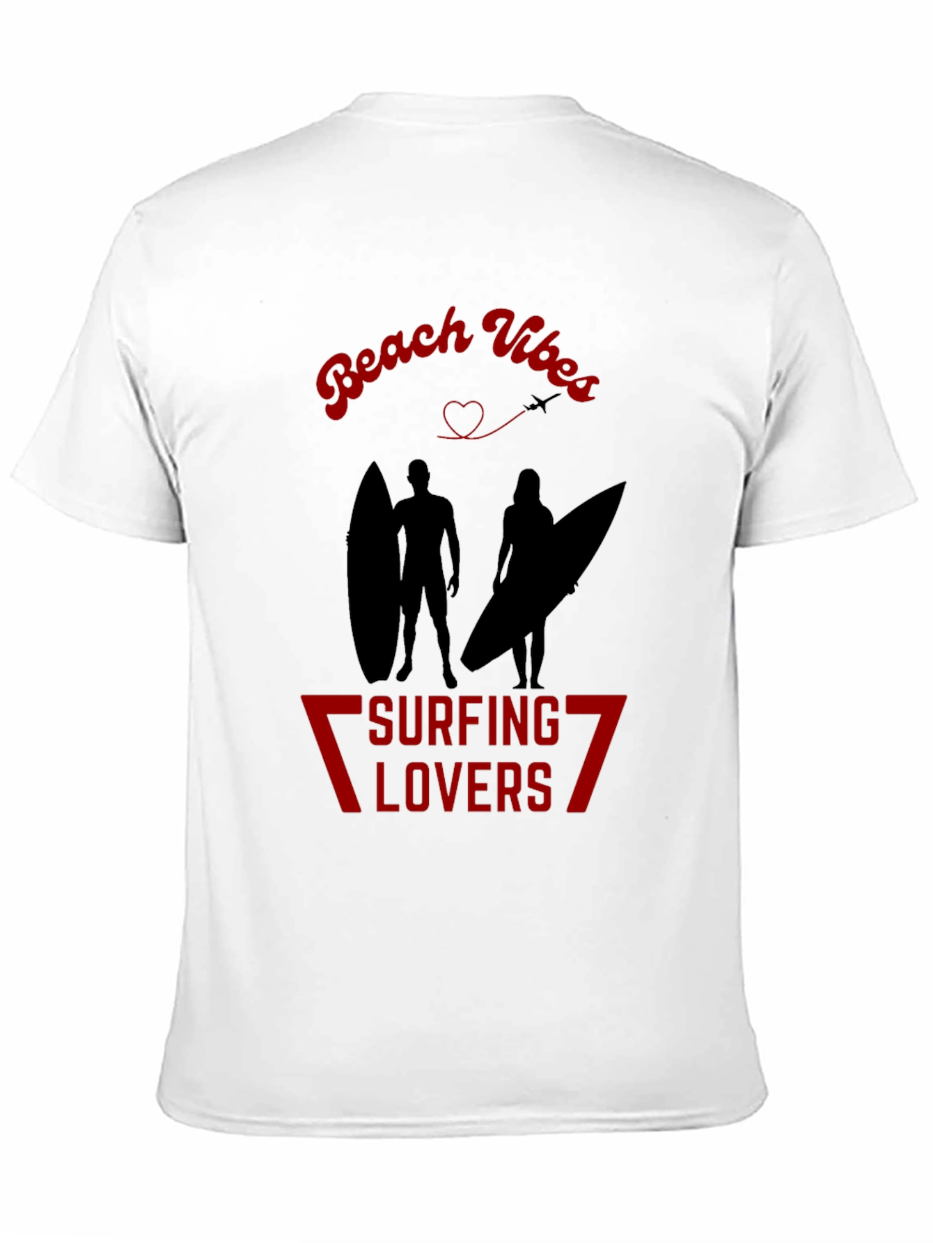 Beach Vibes Surfing Lovers Black T-Shirt