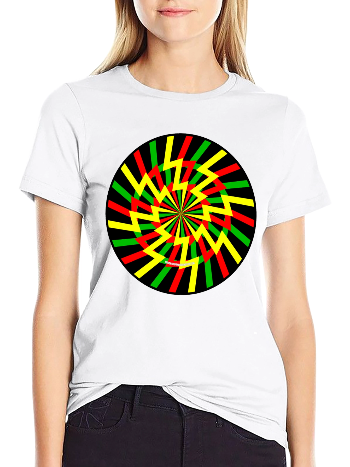 Rasta Spiral Graphic Tee - Black
