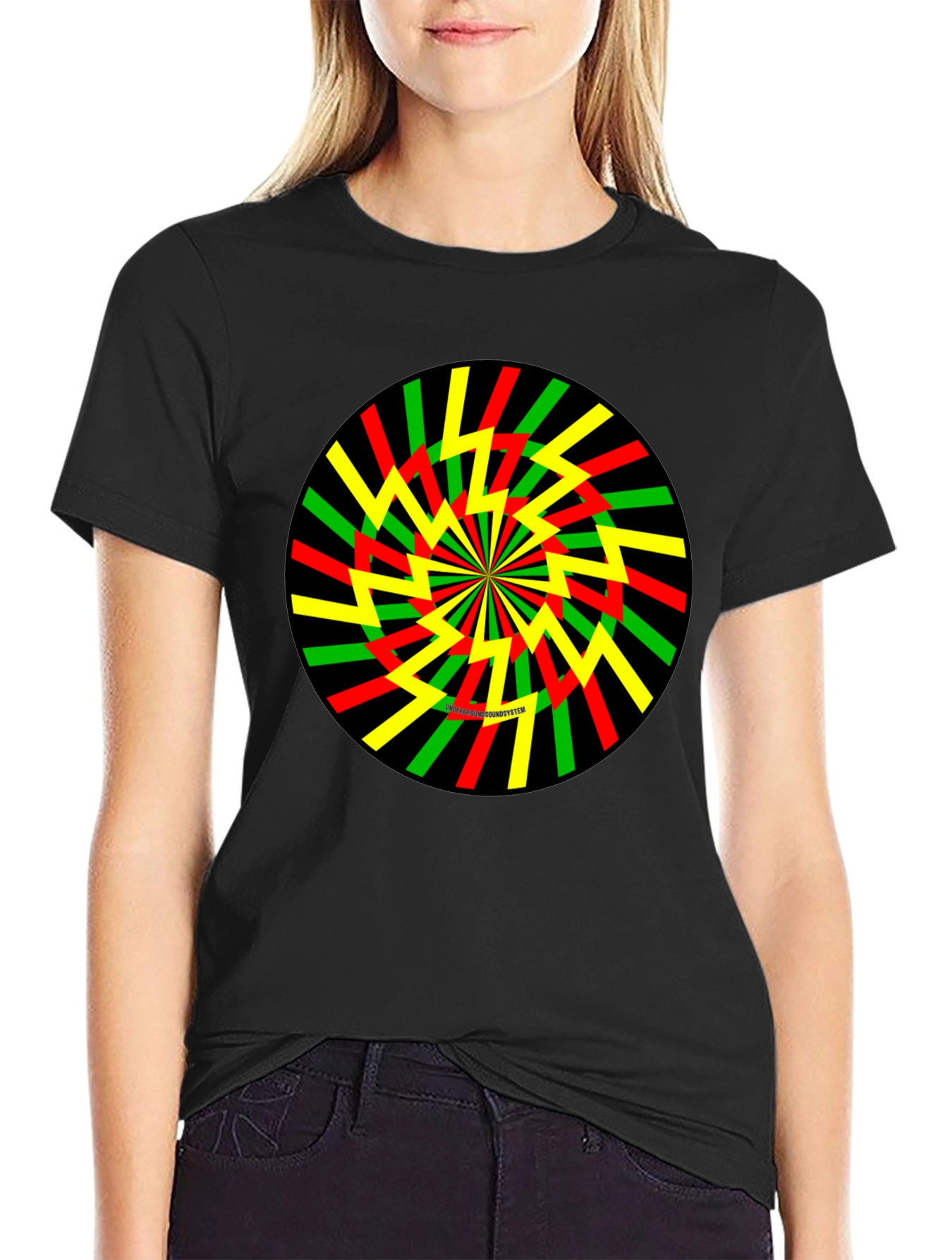 Rasta Spiral Graphic Tee - Black