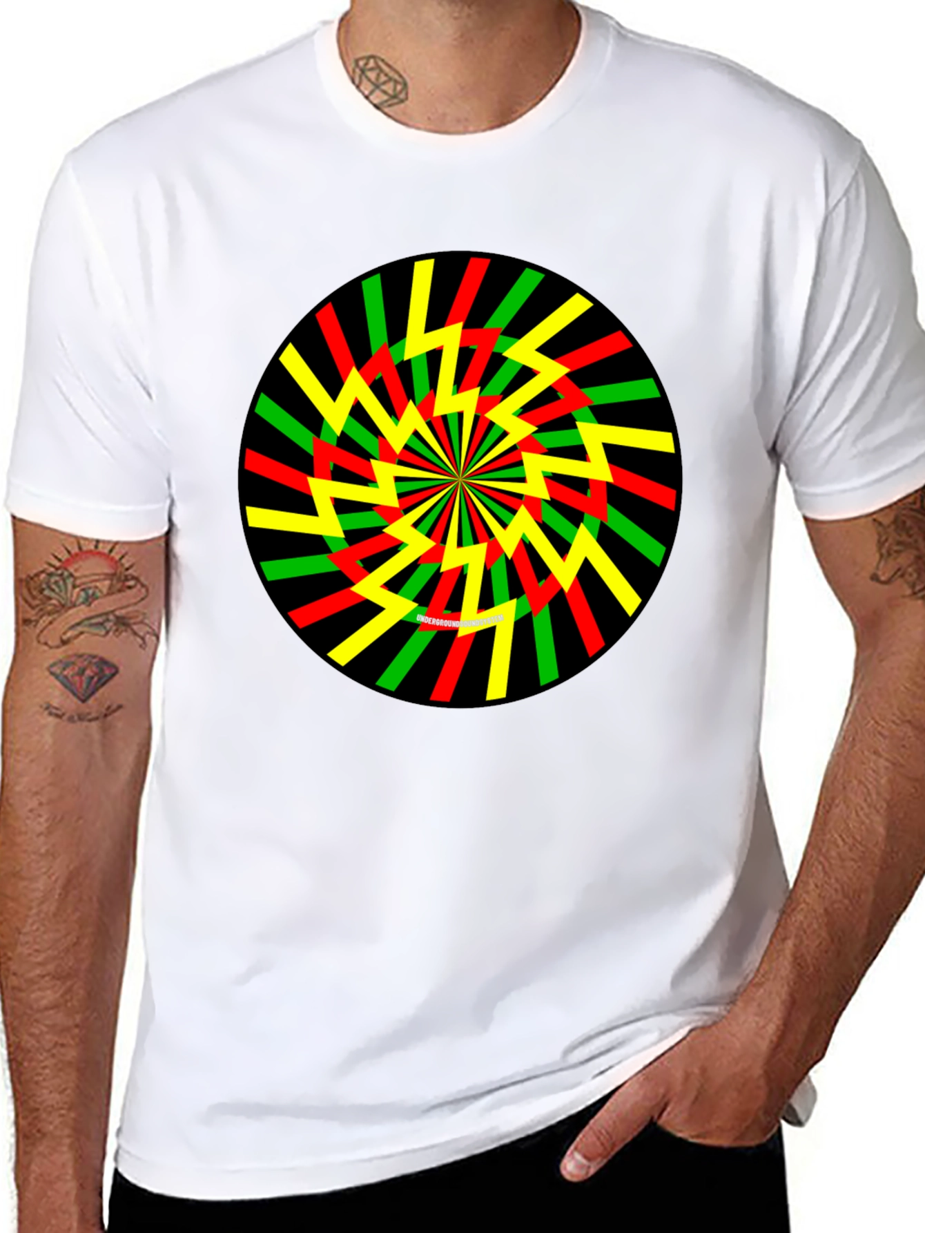 Rasta Spiral Graphic Tee - Black