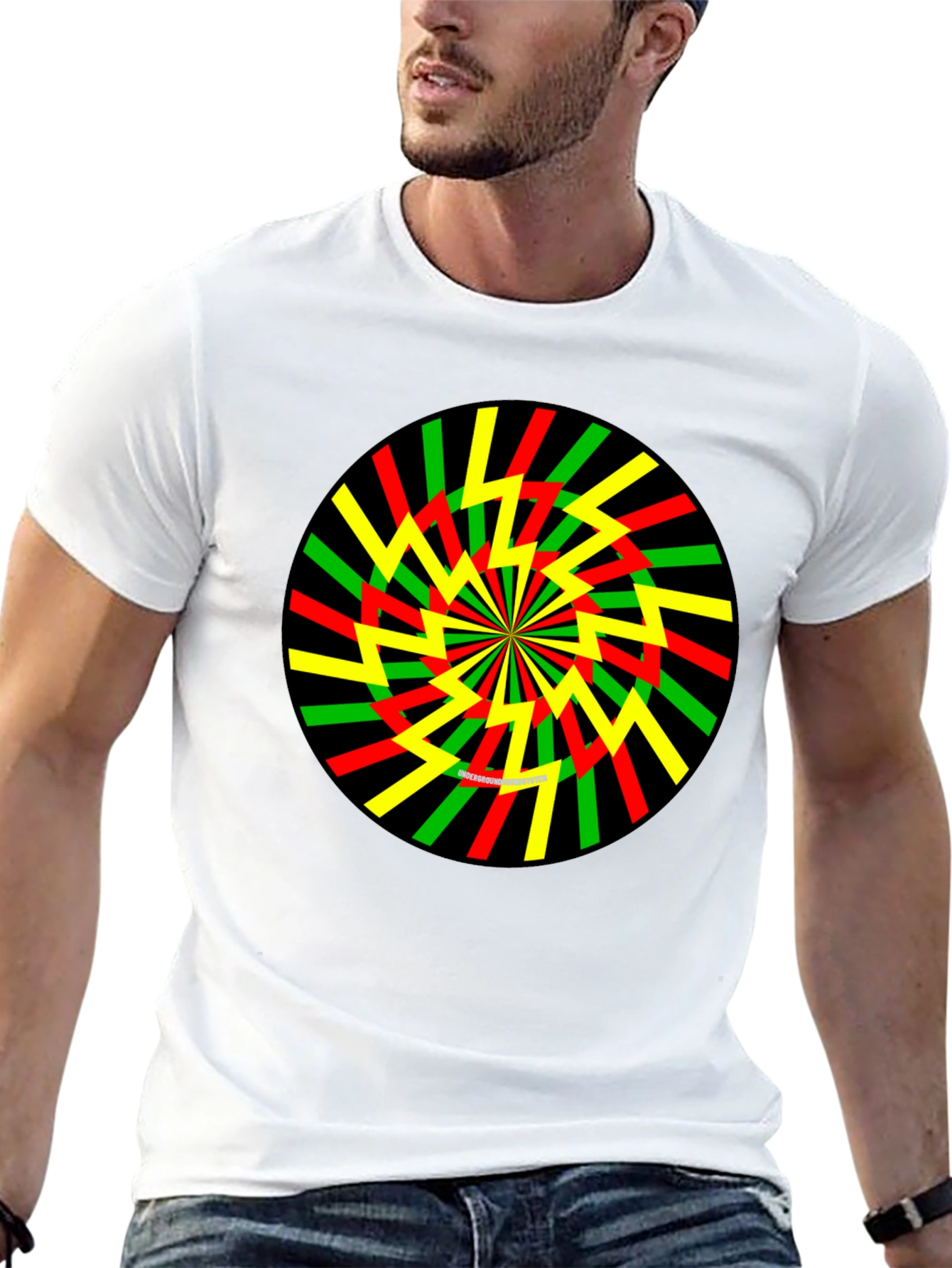 Rasta Spiral Graphic Tee - Black