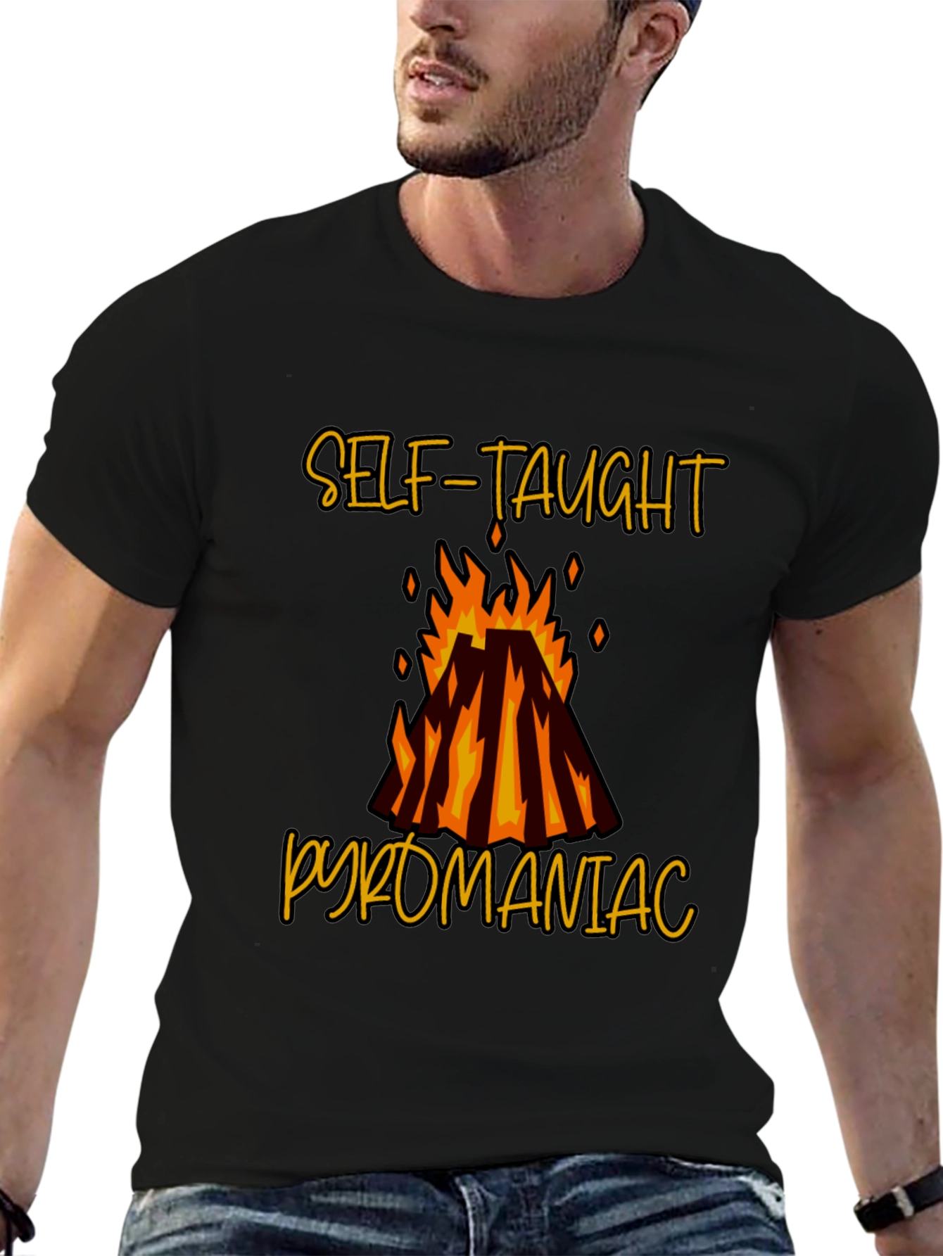 Self-Taught Pyromaniac Graphic Tee - Black T-Shirt