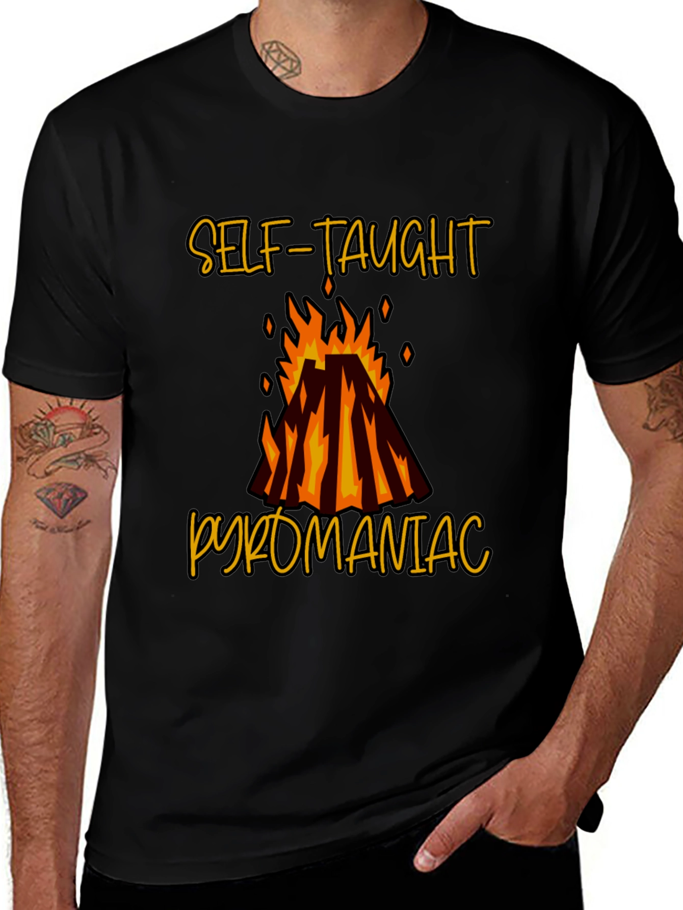 Self-Taught Pyromaniac Graphic Tee - Black T-Shirt