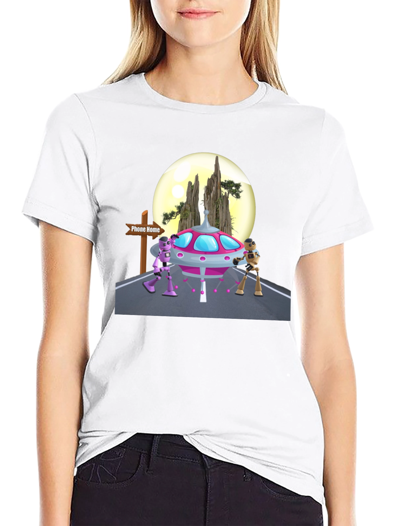 Retro Alien UFO Graphic T-Shirt