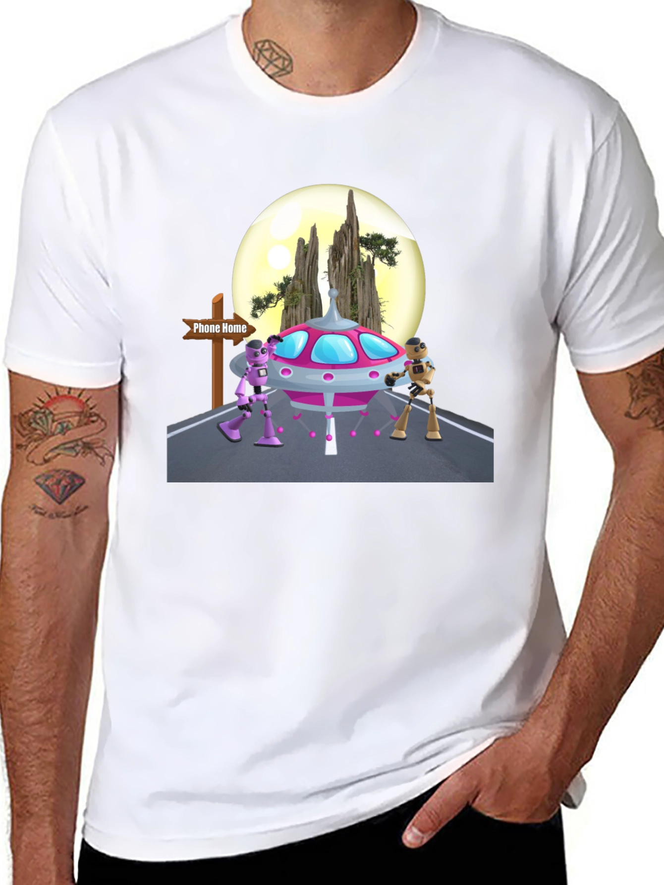 Retro Alien UFO Graphic T-Shirt