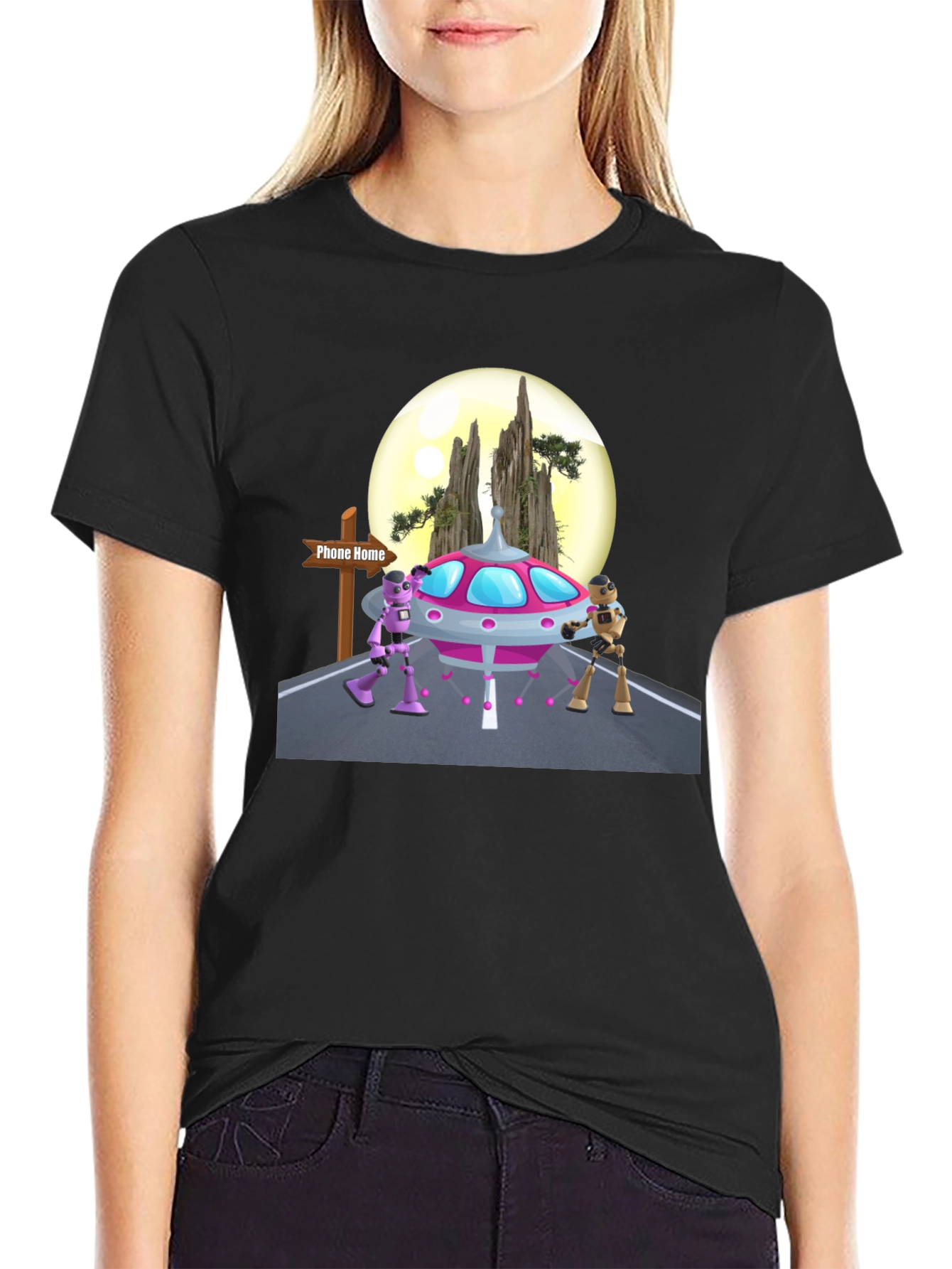 Retro Alien UFO Graphic T-Shirt