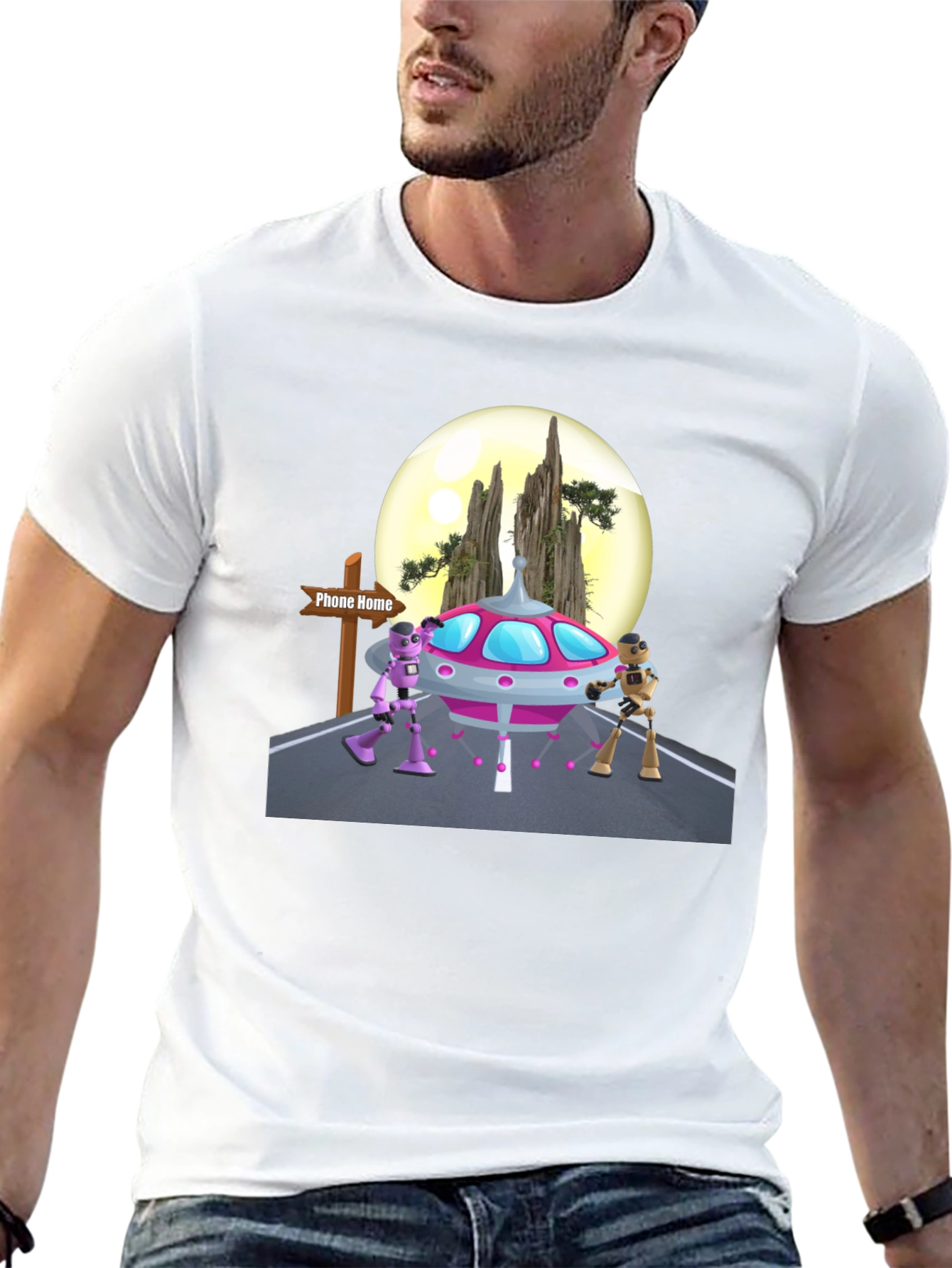 Retro Alien UFO Graphic T-Shirt