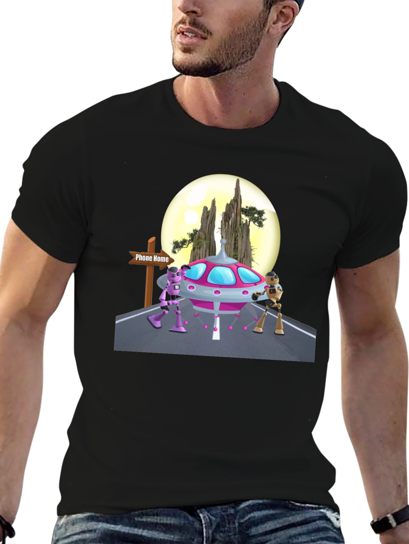 Retro Alien UFO Graphic T-Shirt