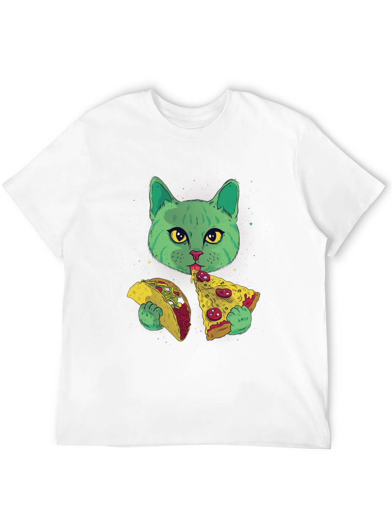 Cat Eating Taco Pizza Graphic Tee