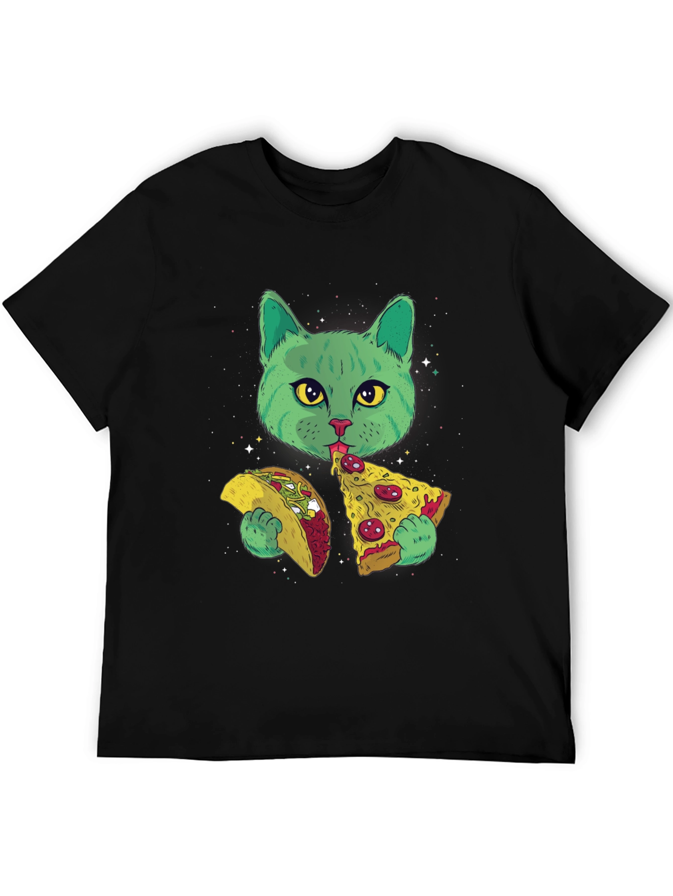 Cat Eating Taco Pizza Graphic Tee