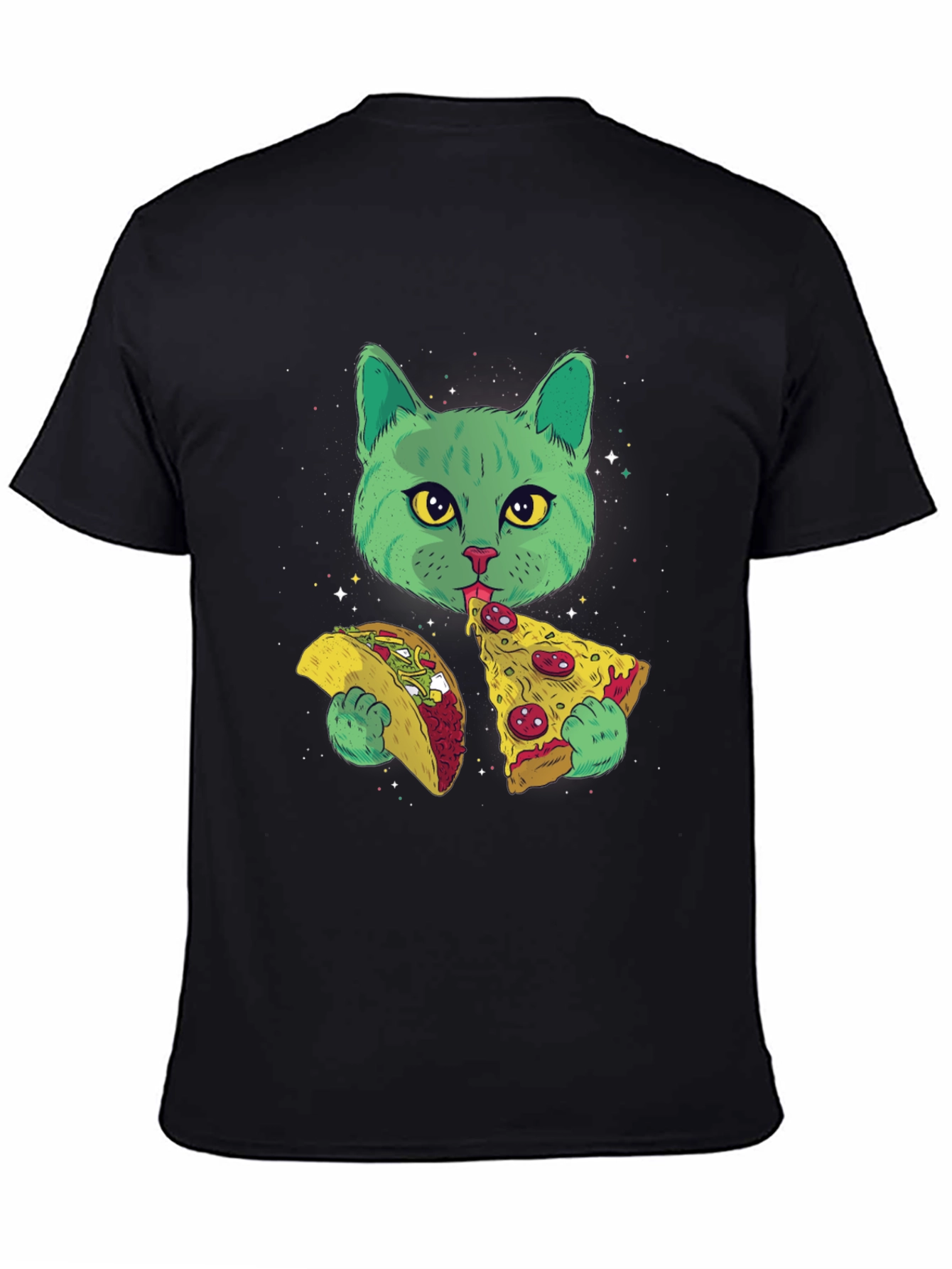 Cat Eating Taco Pizza Graphic Tee