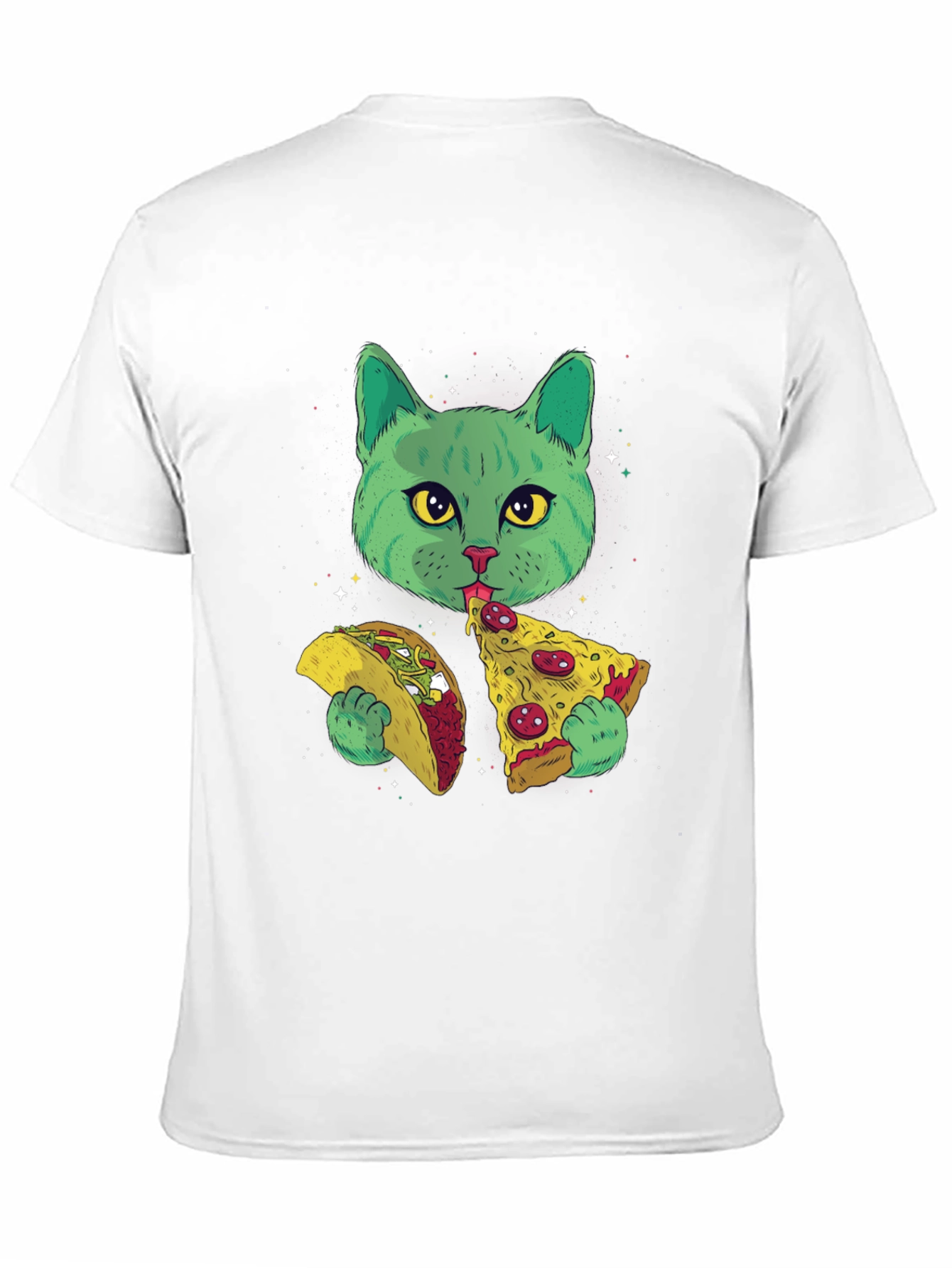 Cat Eating Taco Pizza Graphic Tee