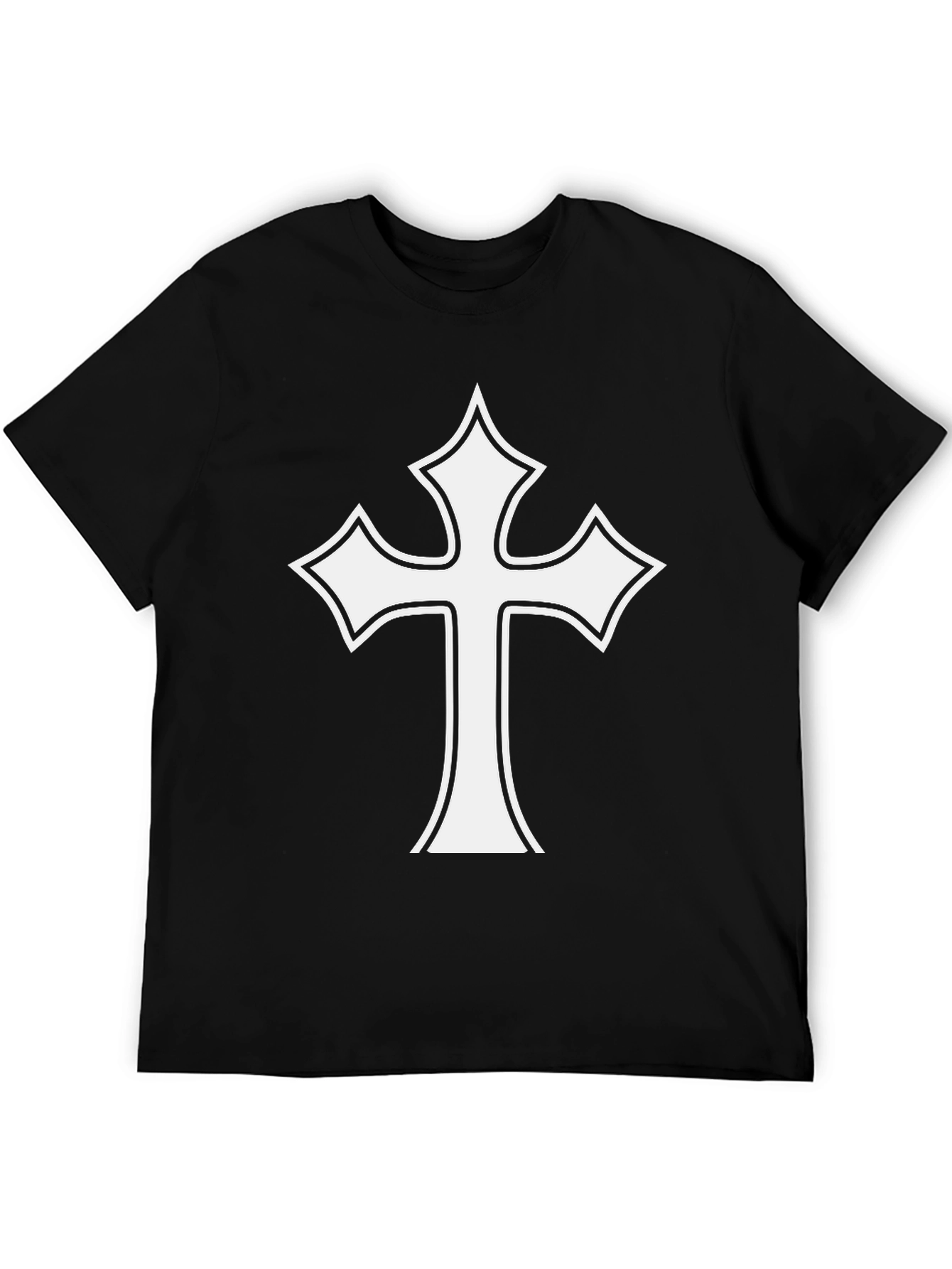 White Cross Graphic Black T-Shirt