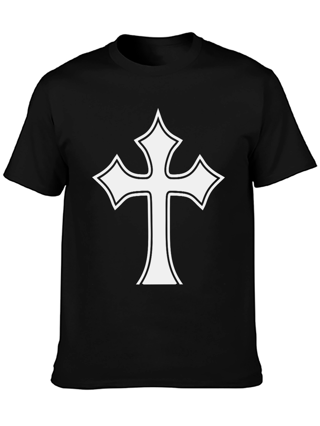 White Cross Graphic Black T-Shirt