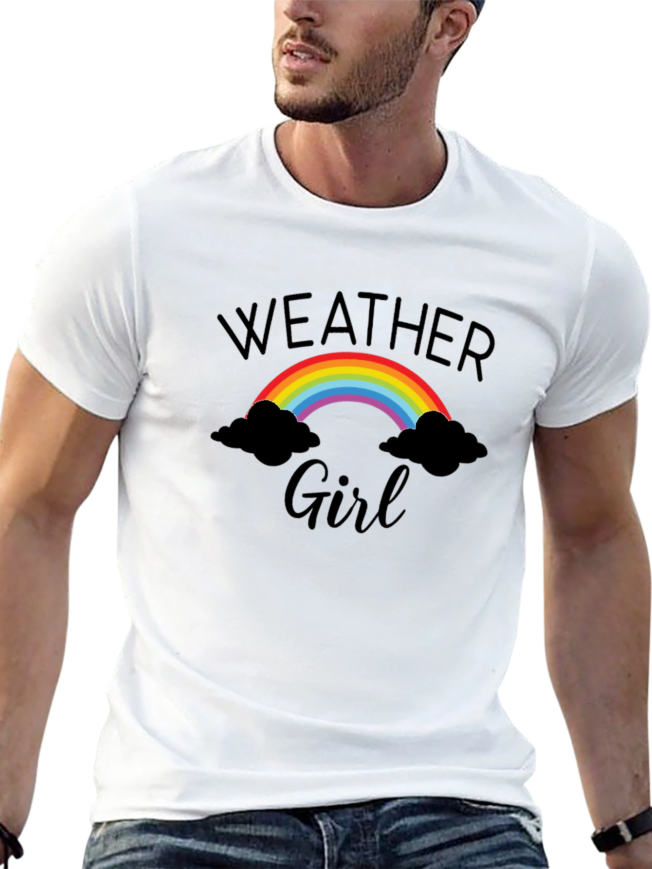 Weather Girl Graphic Tee - Rainbow & Clouds