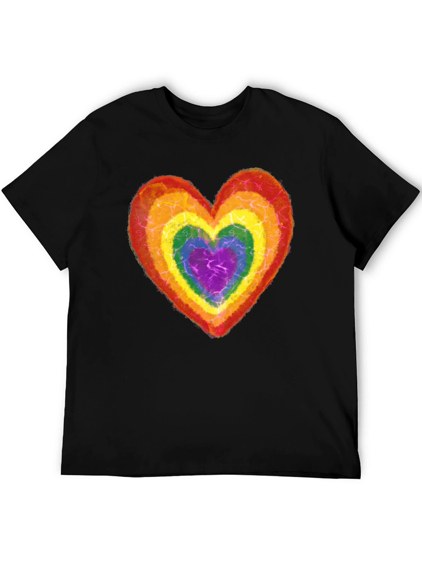 Rainbow Heart Graphic Tee - Black
