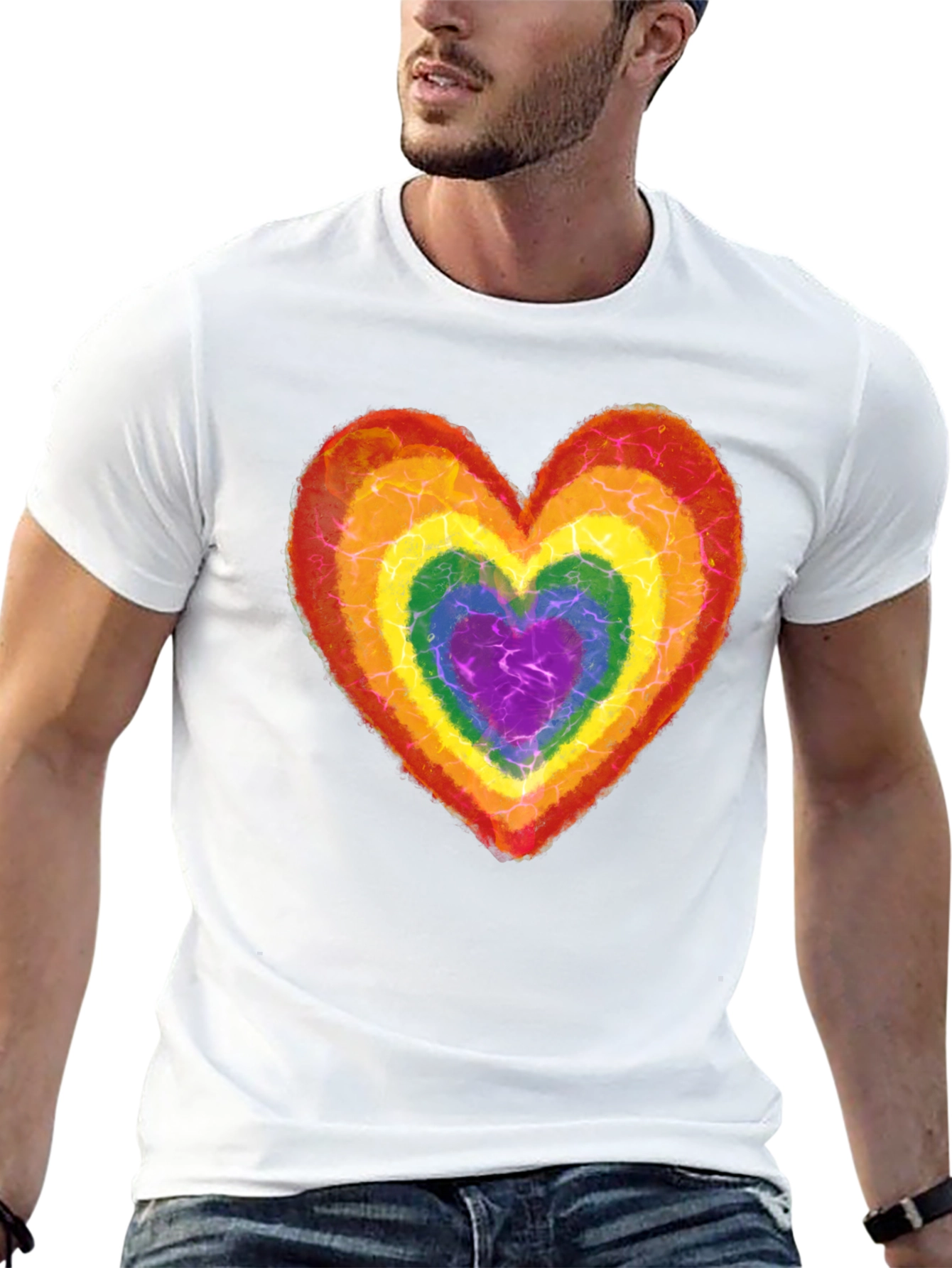 Rainbow Heart Graphic Tee - Black