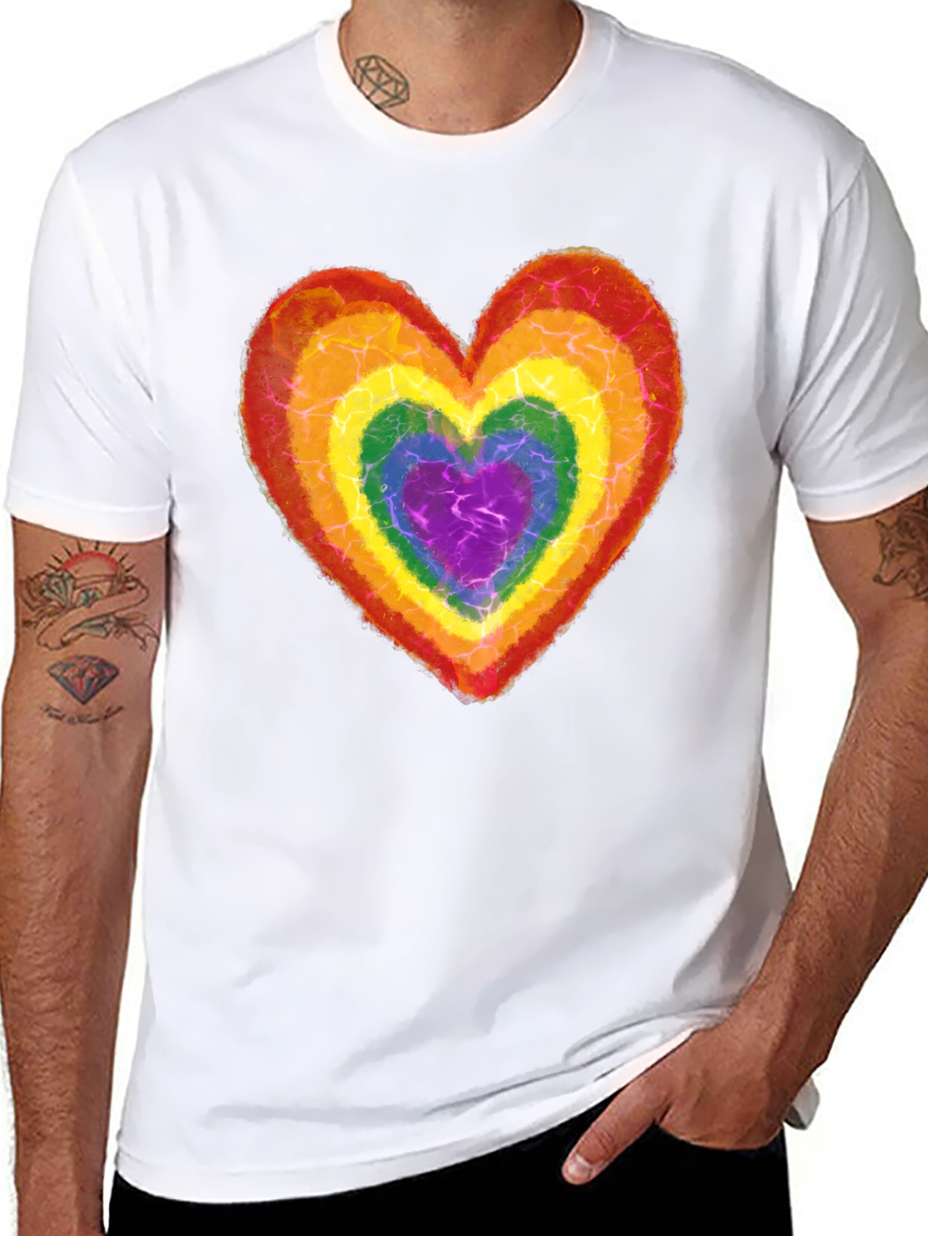 Rainbow Heart Graphic Tee - Black