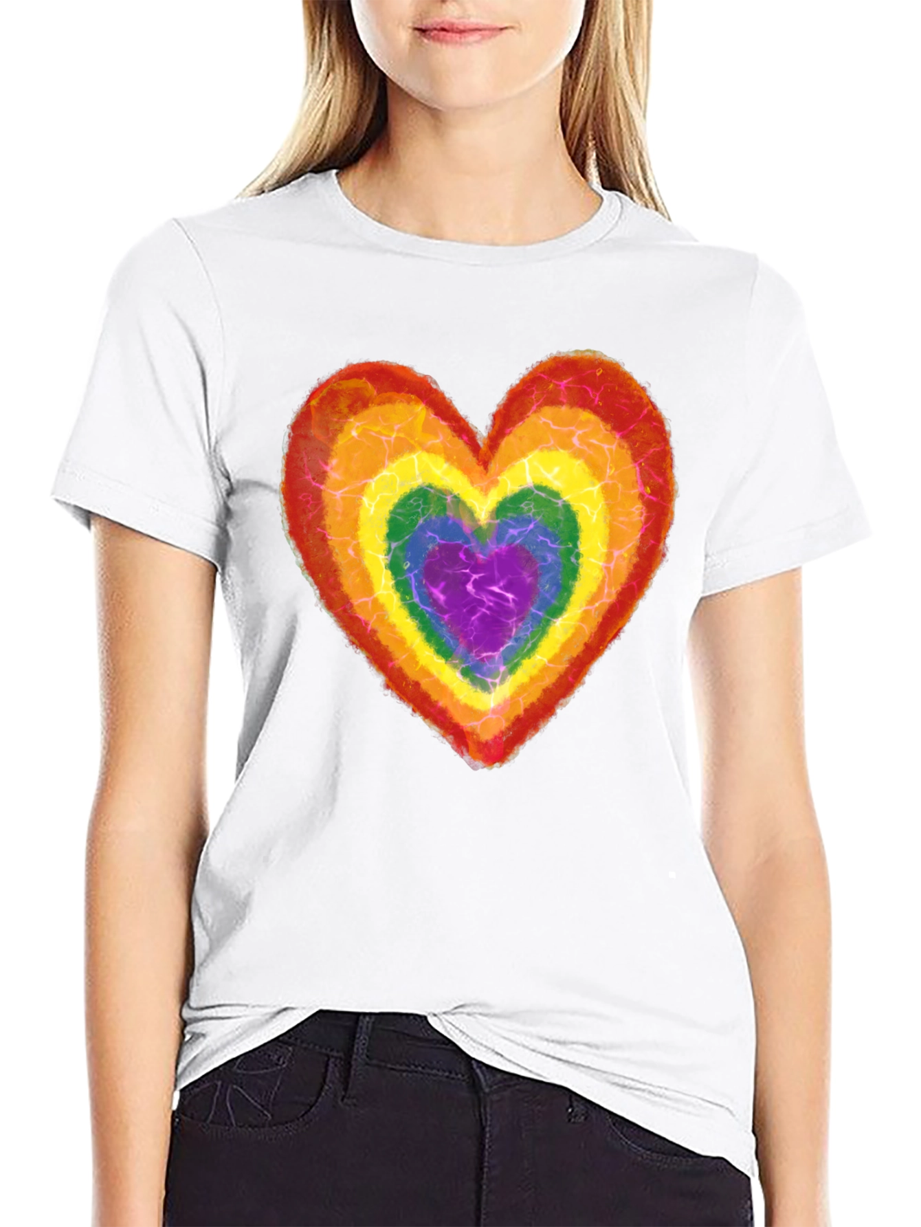 Rainbow Heart Graphic Tee - Black