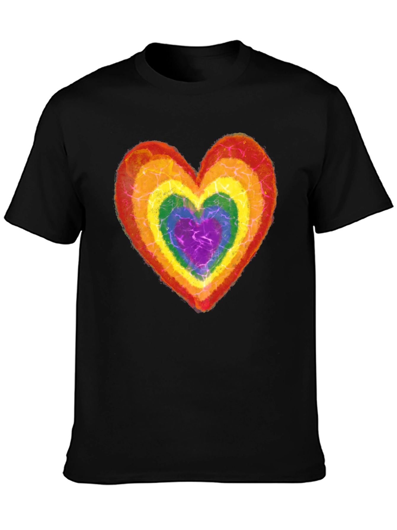 Rainbow Heart Graphic Tee - Black