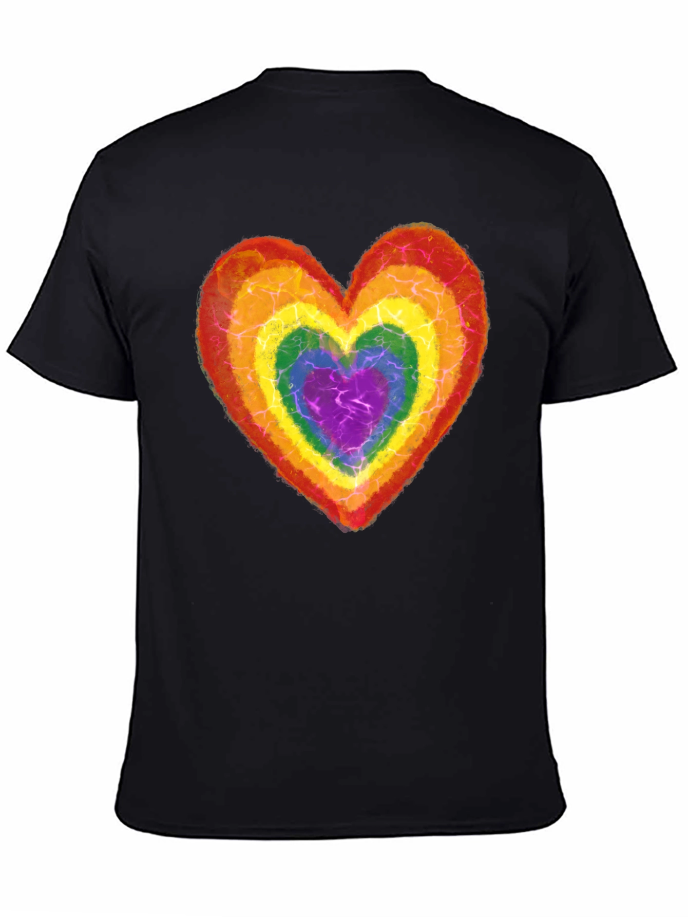 Rainbow Heart Graphic Tee - Black
