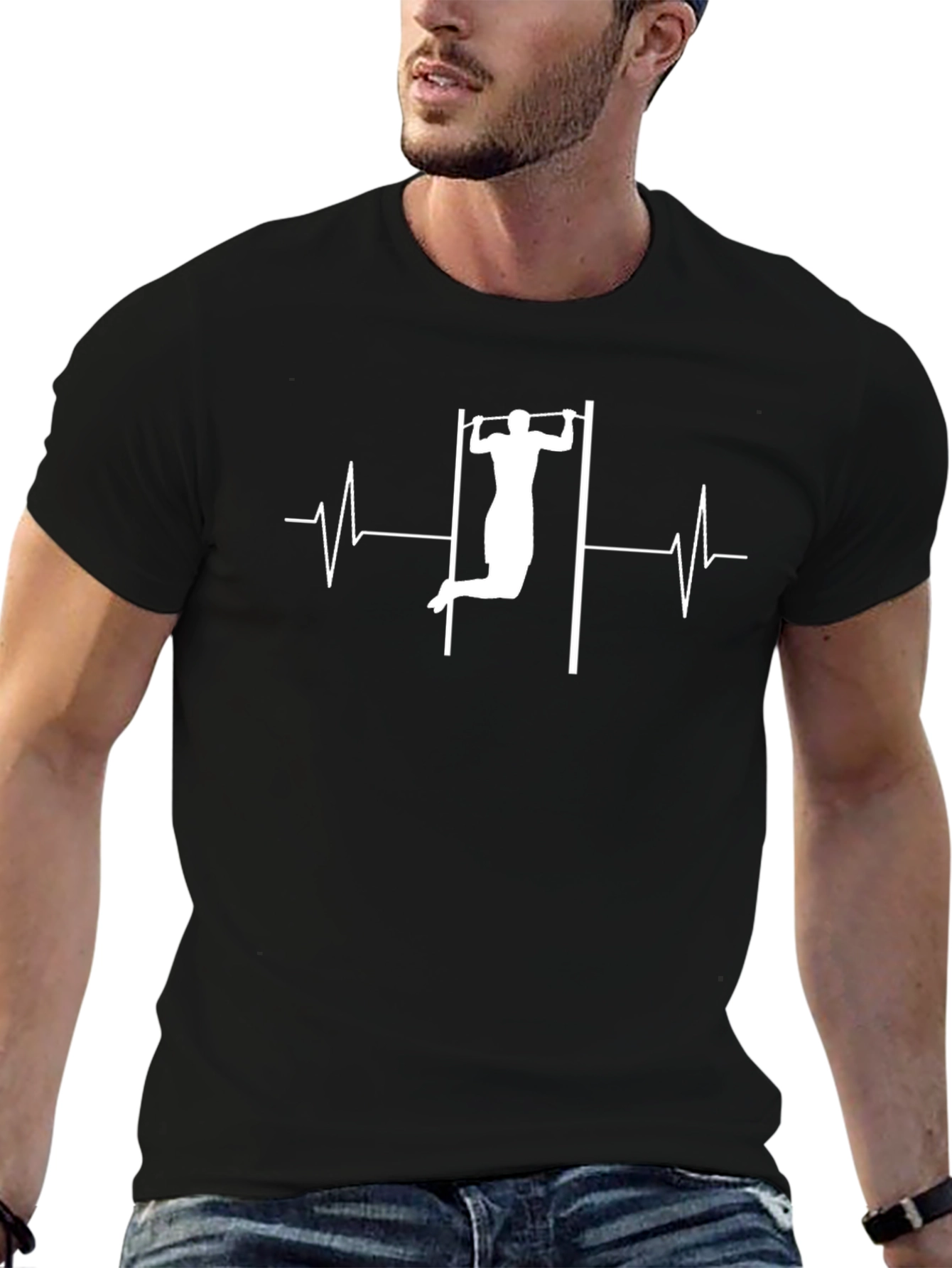 Pull-Up Heartbeat Graphic Tee - Black