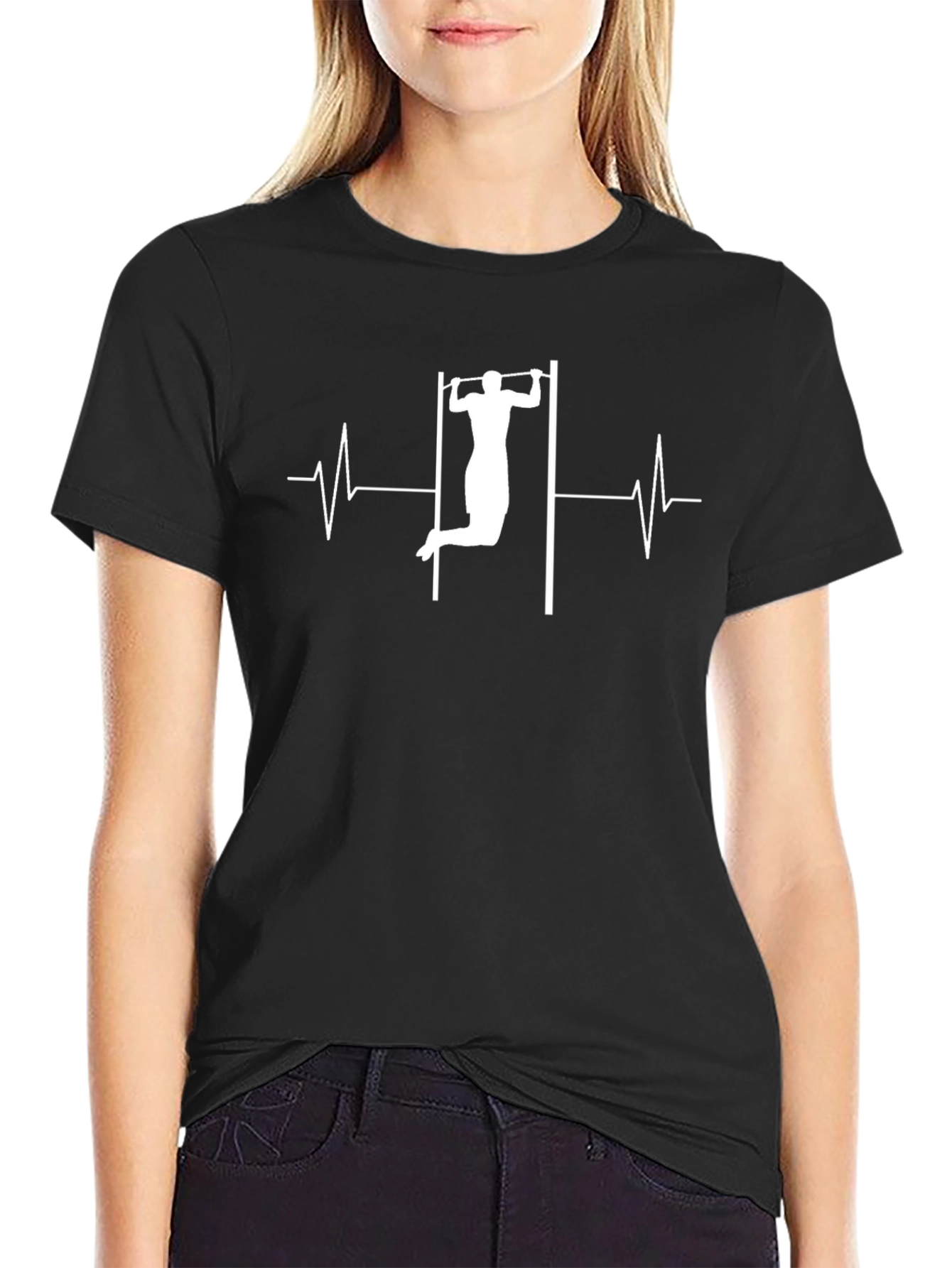 Pull-Up Heartbeat Graphic Tee - Black