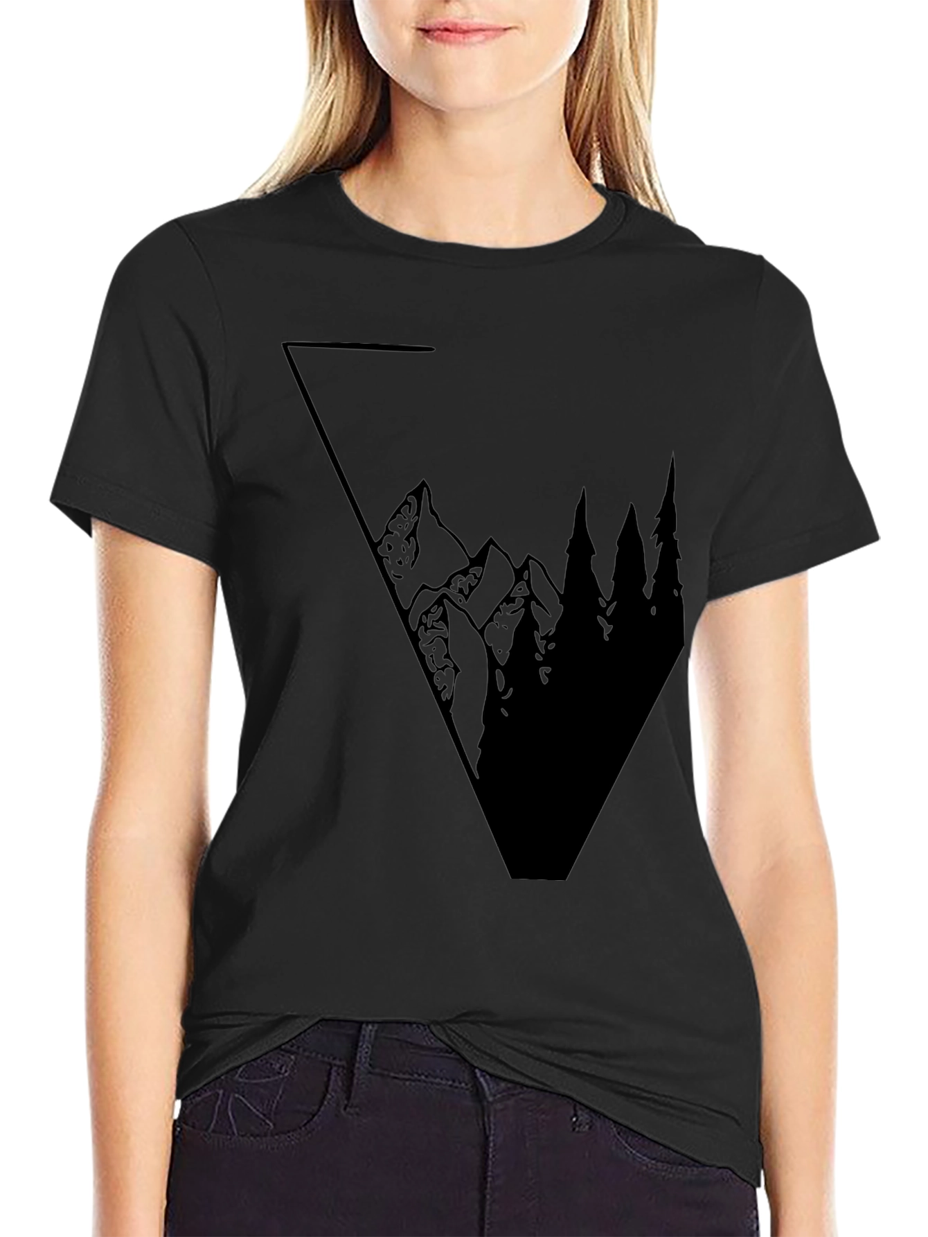 Mountain Triangle Graphic Black Tee