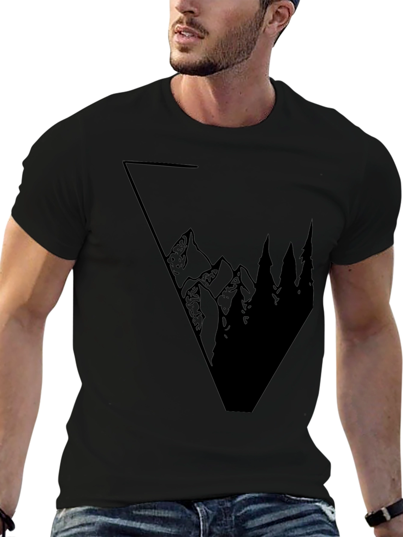 Mountain Triangle Graphic Black Tee