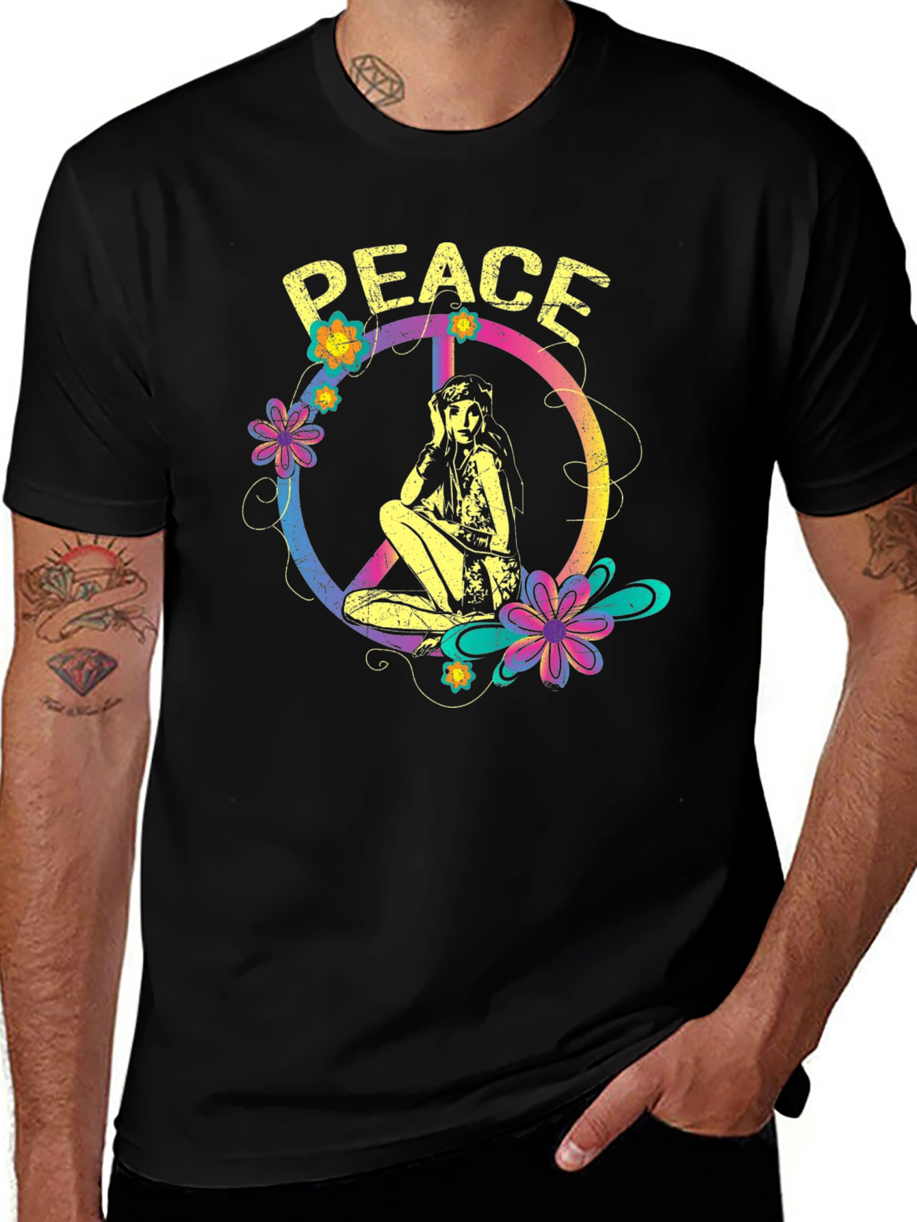 Peace Sign Girl Graphic T-Shirt
