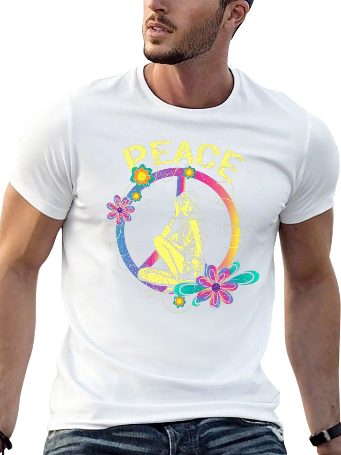 Peace Sign Girl Graphic T-Shirt