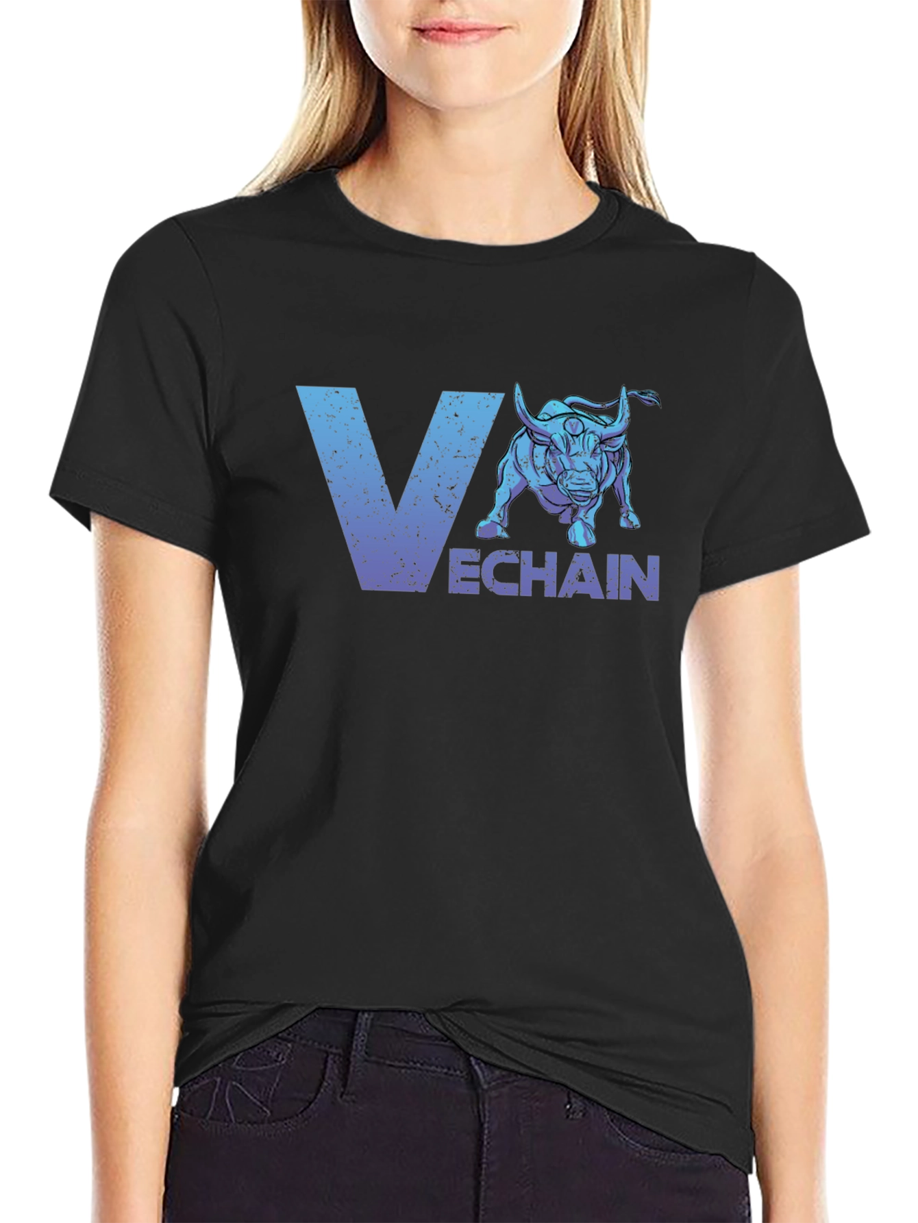 VeChain Bull Logo Graphic Black T-Shirt