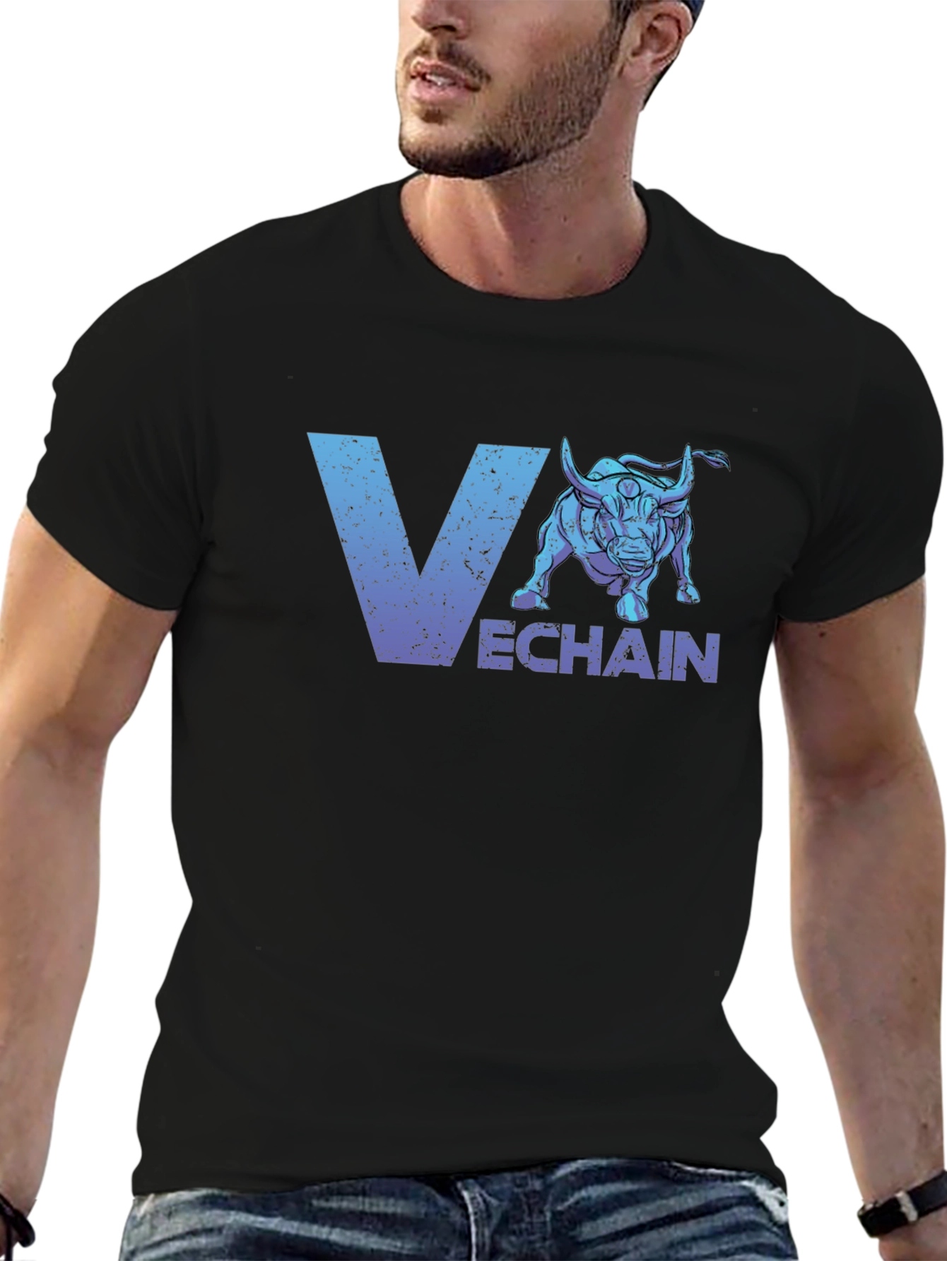 VeChain Bull Logo Graphic Black T-Shirt