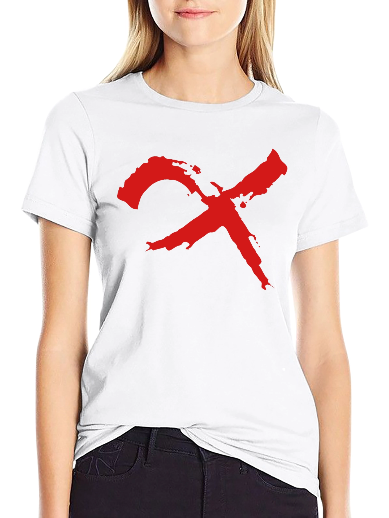 Edgy Graphic Tee - Red X on Black
